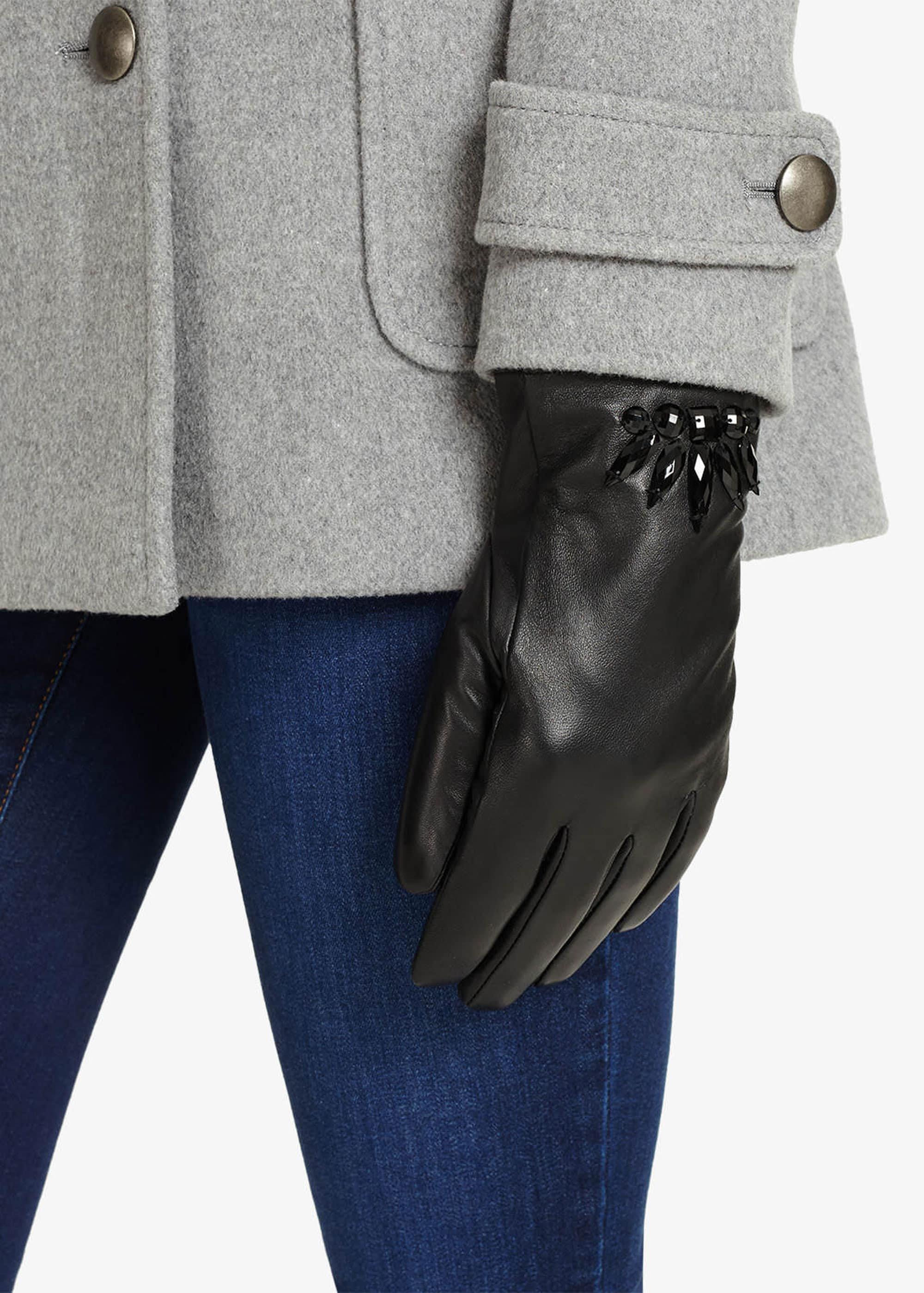 Embellished Leather Gloves
