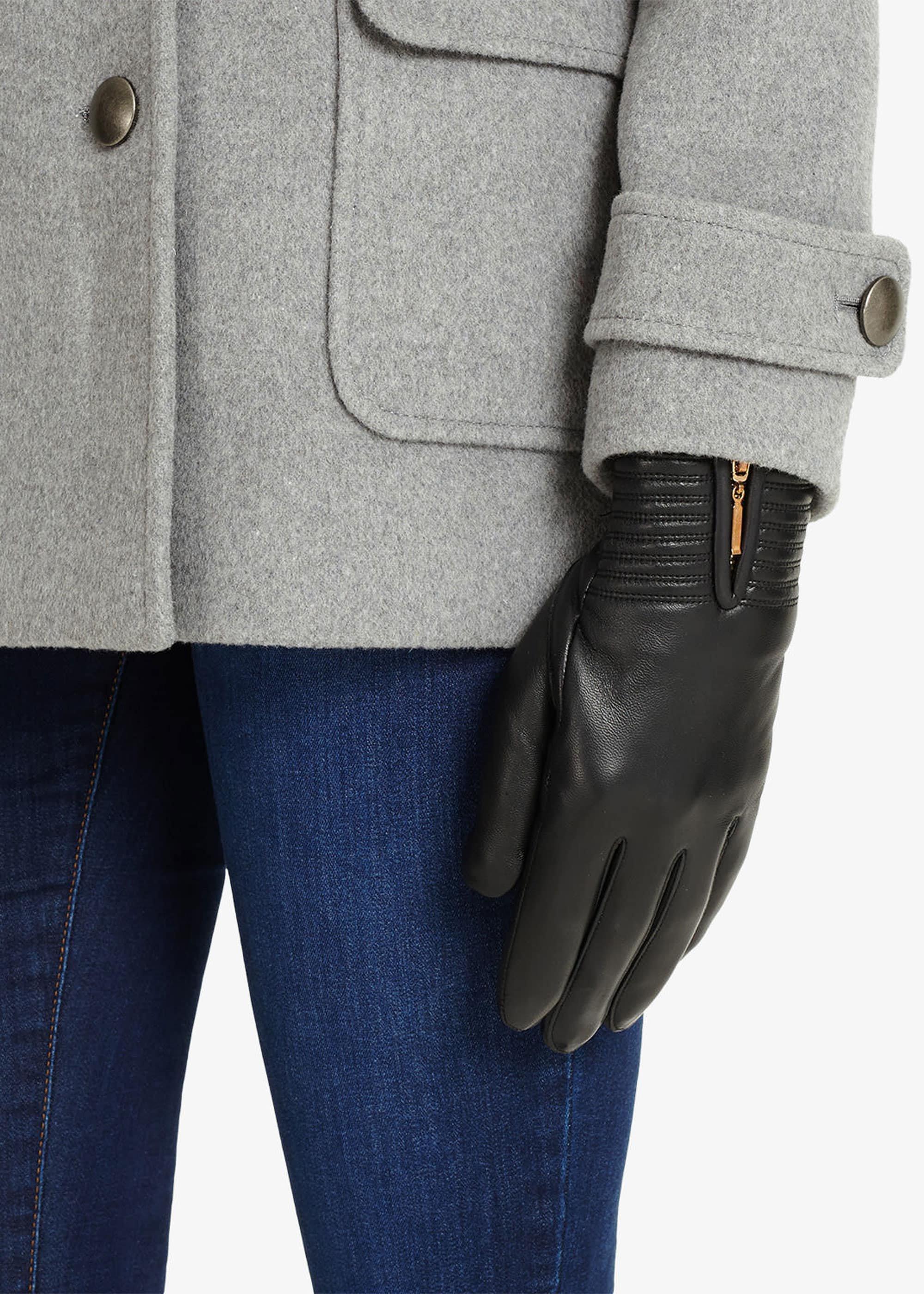 Zip Leather Gloves