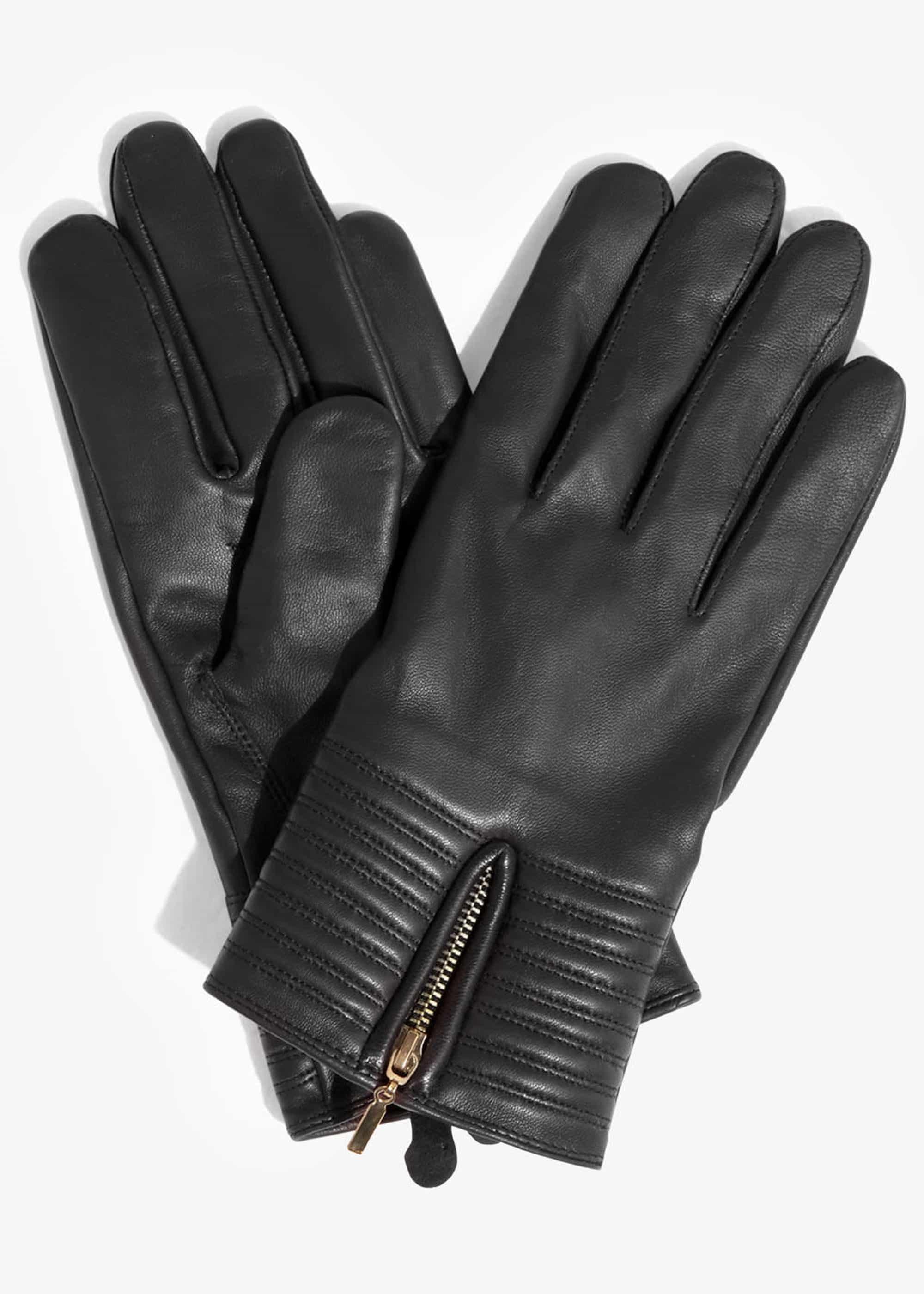 Zip Leather Gloves