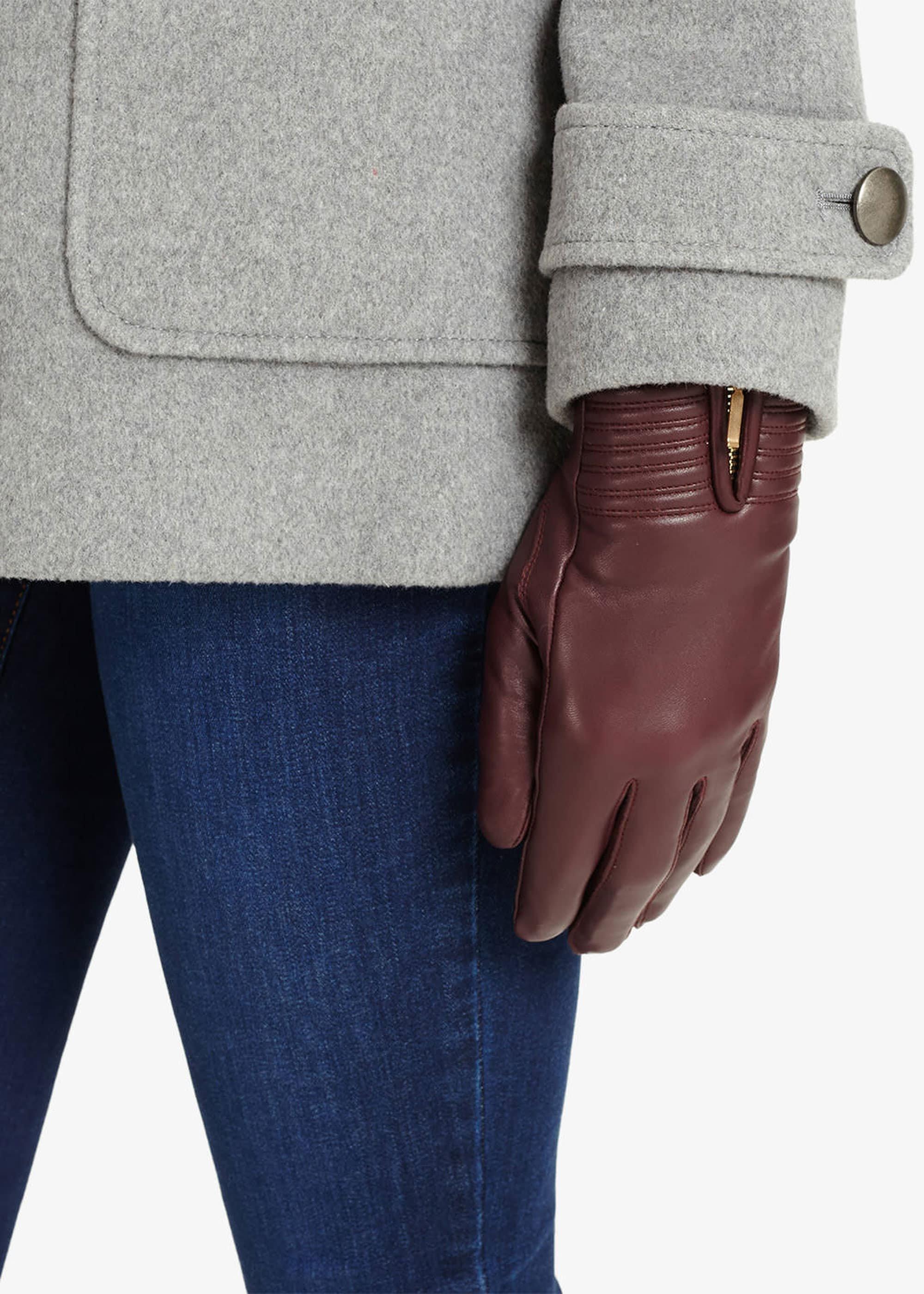 Zip Leather Gloves