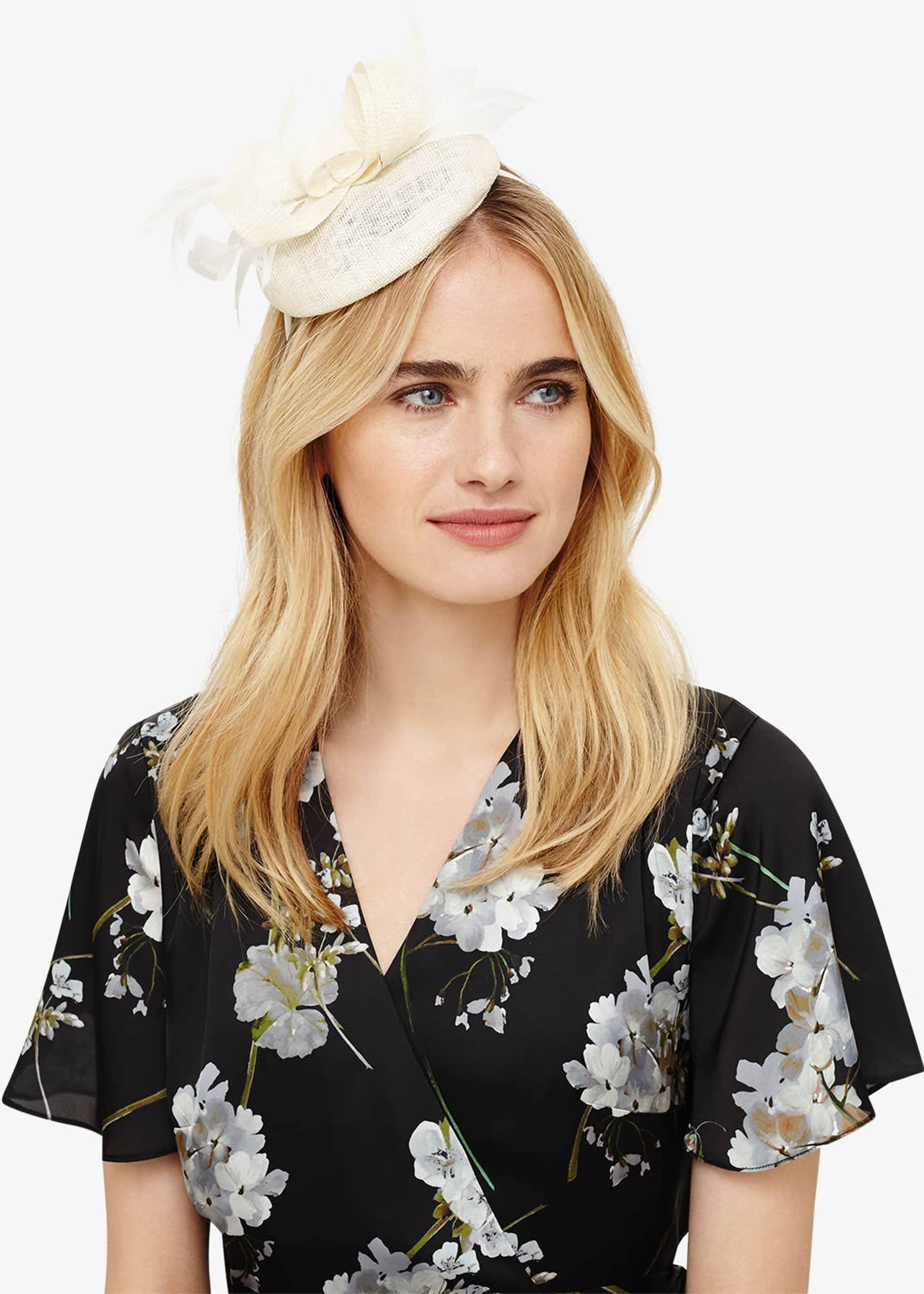 Dita Feather And Bow Pillbox Fascinator