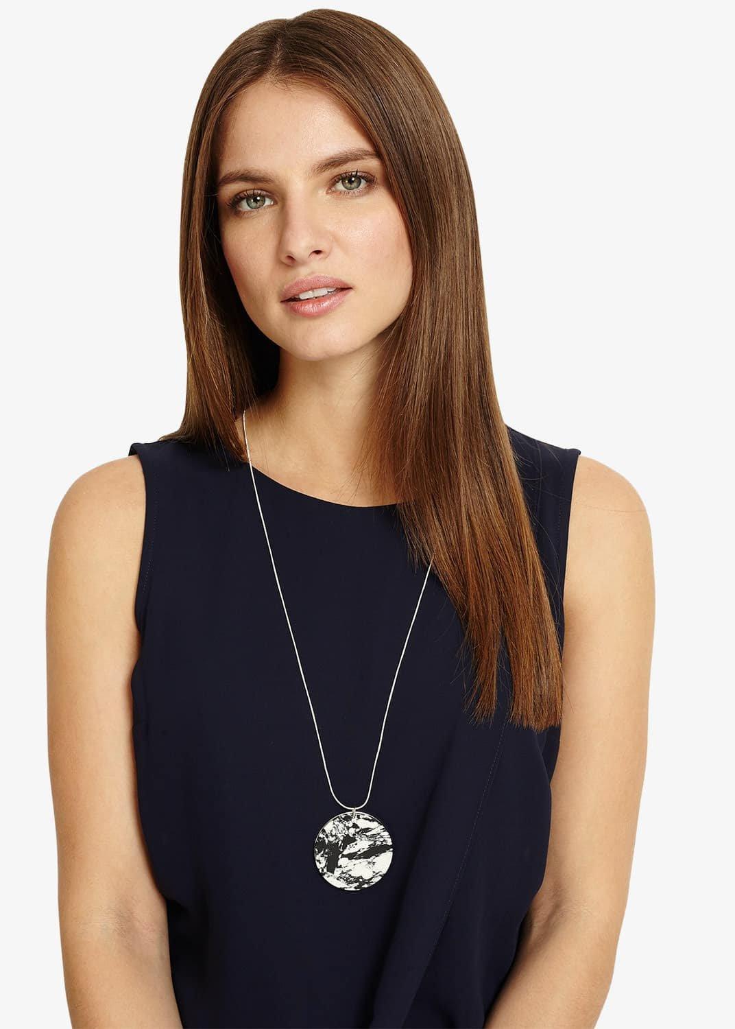 Dory Marbled Disc Long Necklace