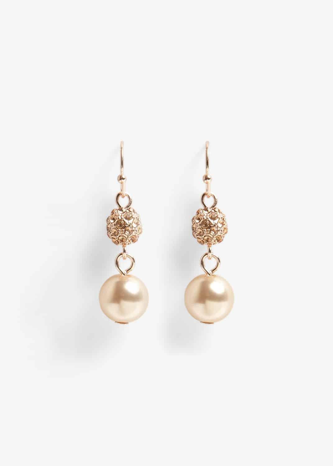 Bettina Faux Pearl And Pave Drop Earrings