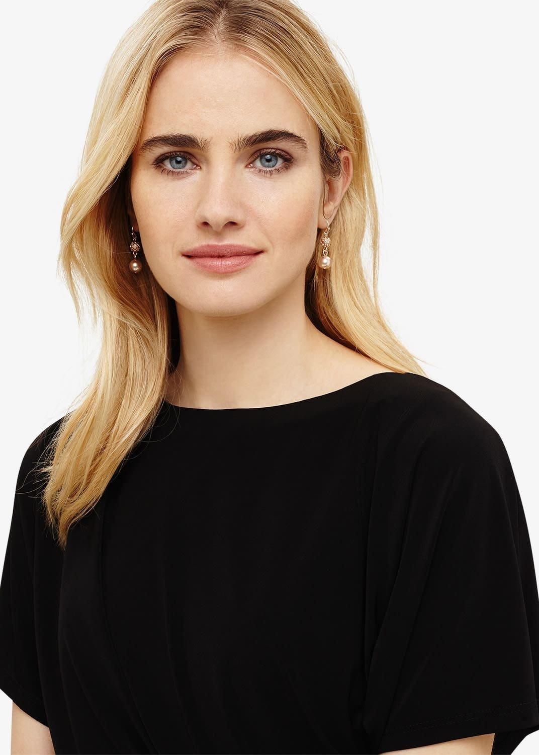 Bettina Faux Pearl And Pave Drop Earrings