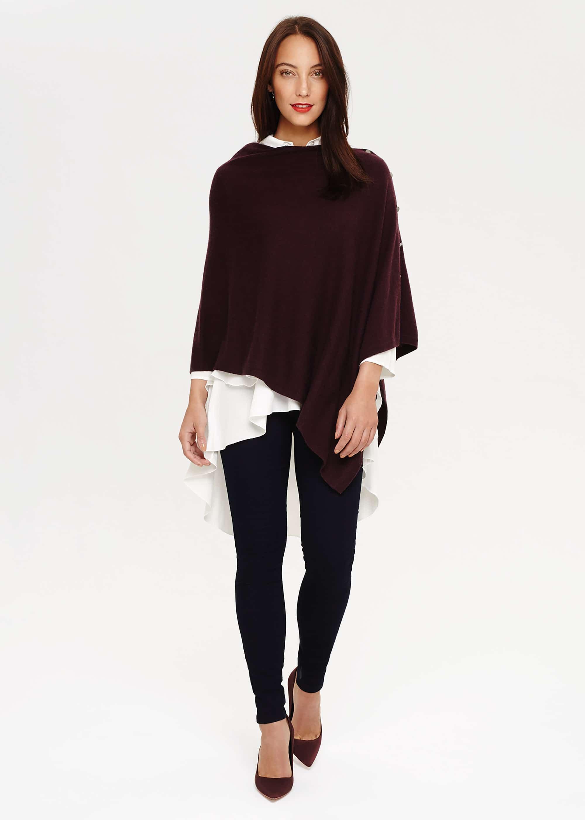 Odette Cashmere Blend Asymmetric Poncho