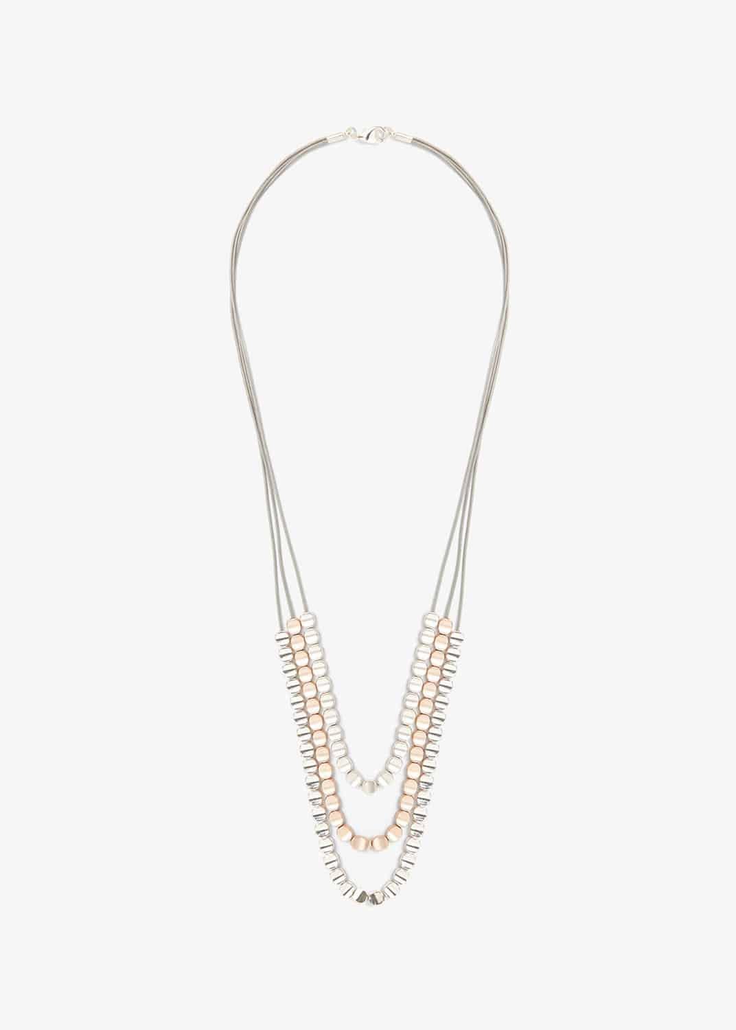 Polly Cord And Bead Triple Row Necklace