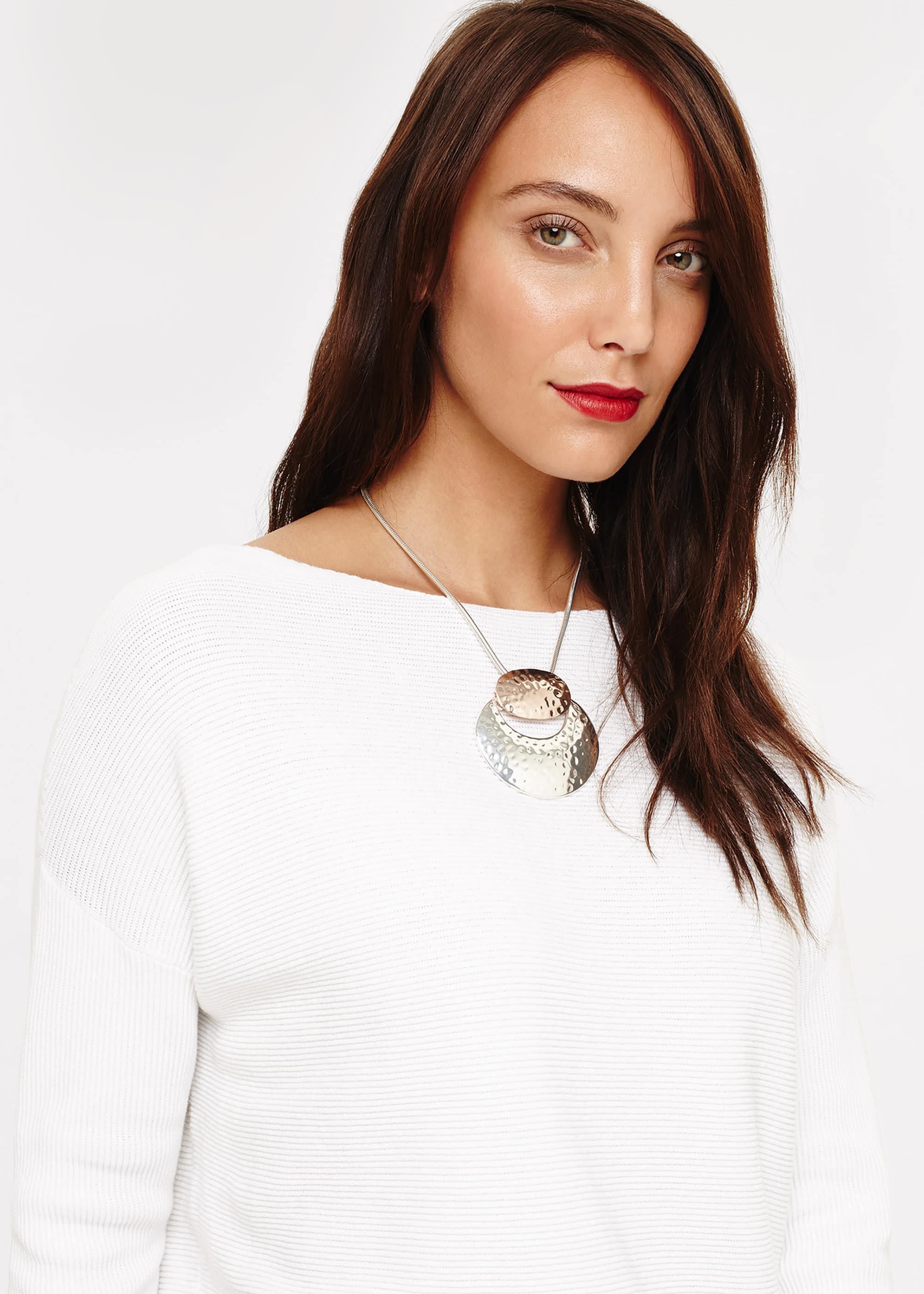 Pippa Hammered Circle Pendant Necklace