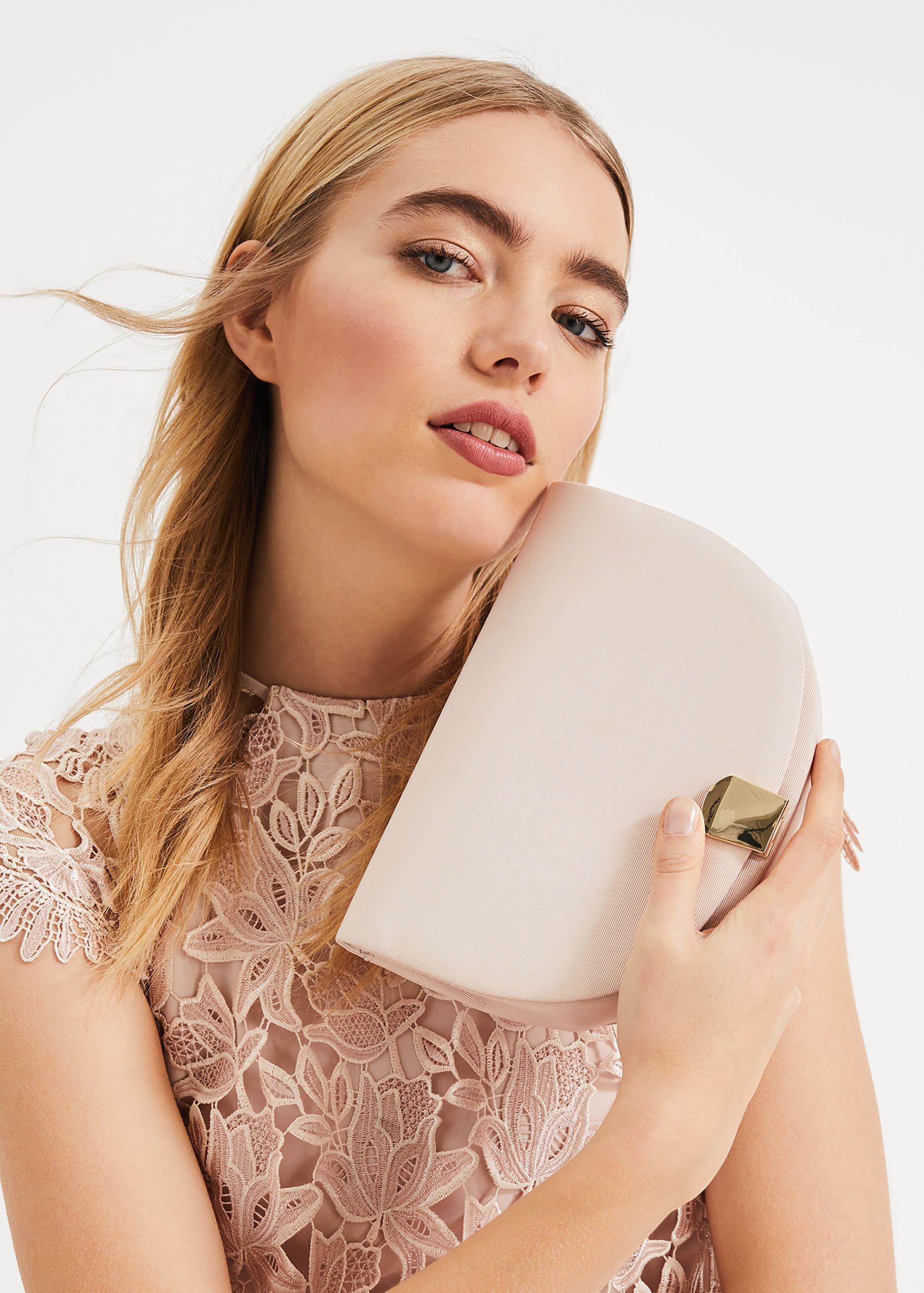 Tilly Halfmoon Grograin Clutch Bag