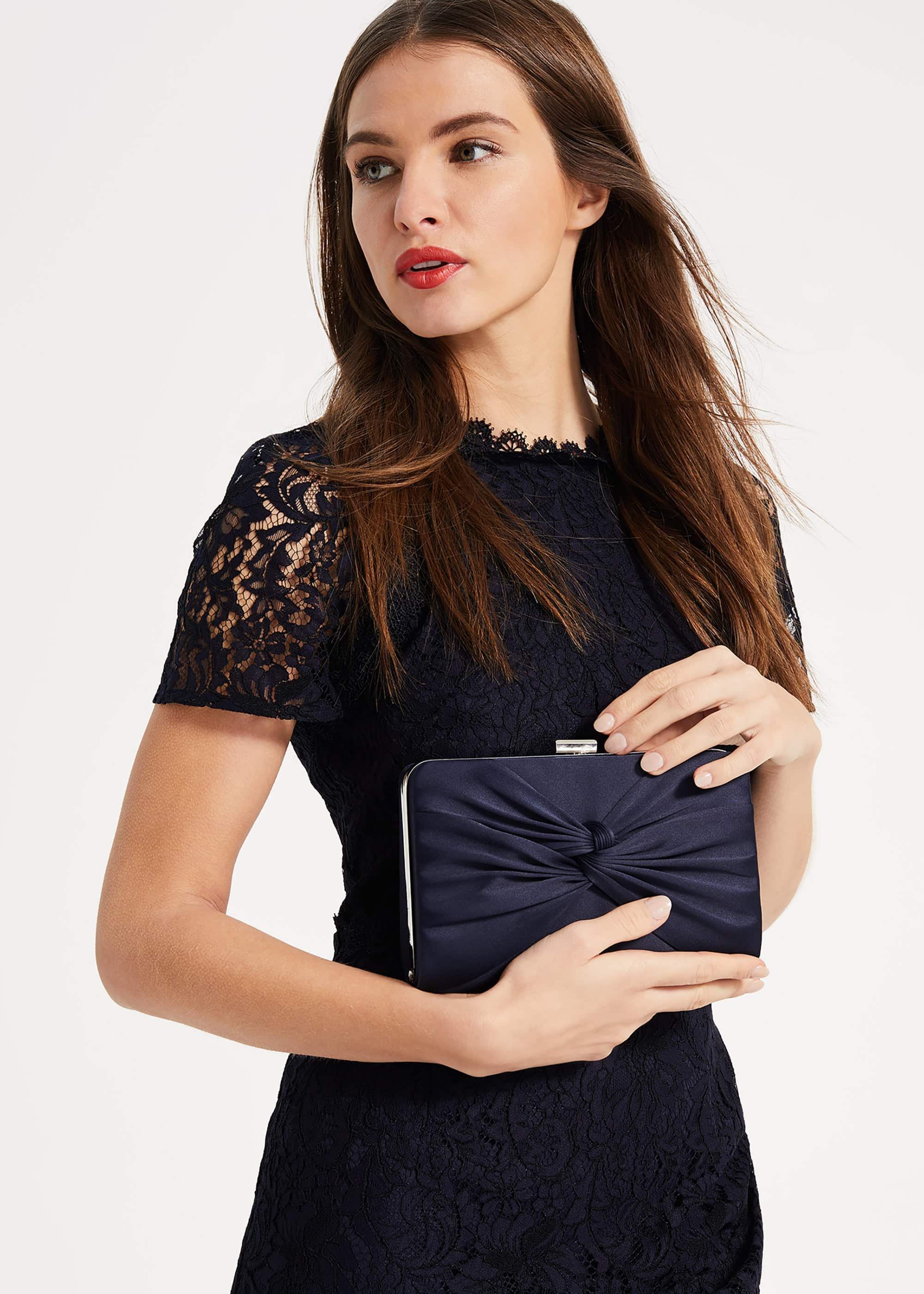 Kendall Satin Knot Front Clutch Bag