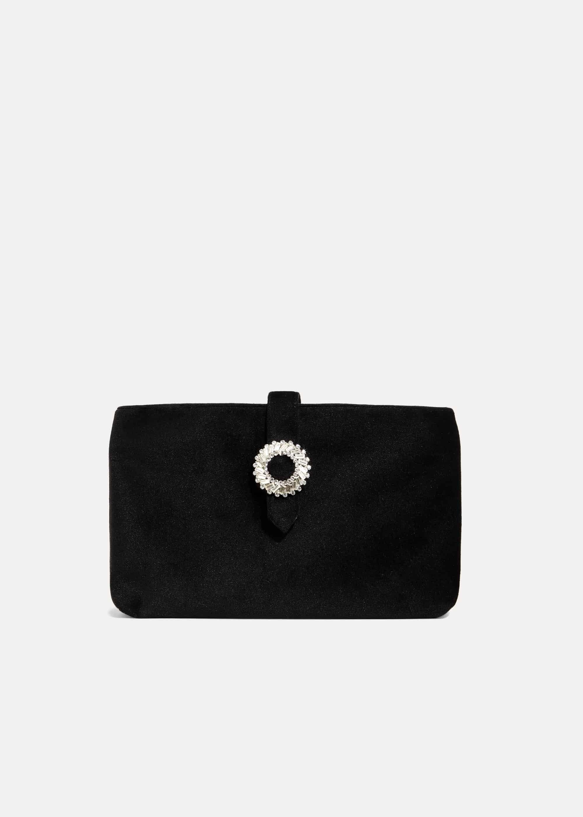Cat Velvet Jewel Clutch Bag