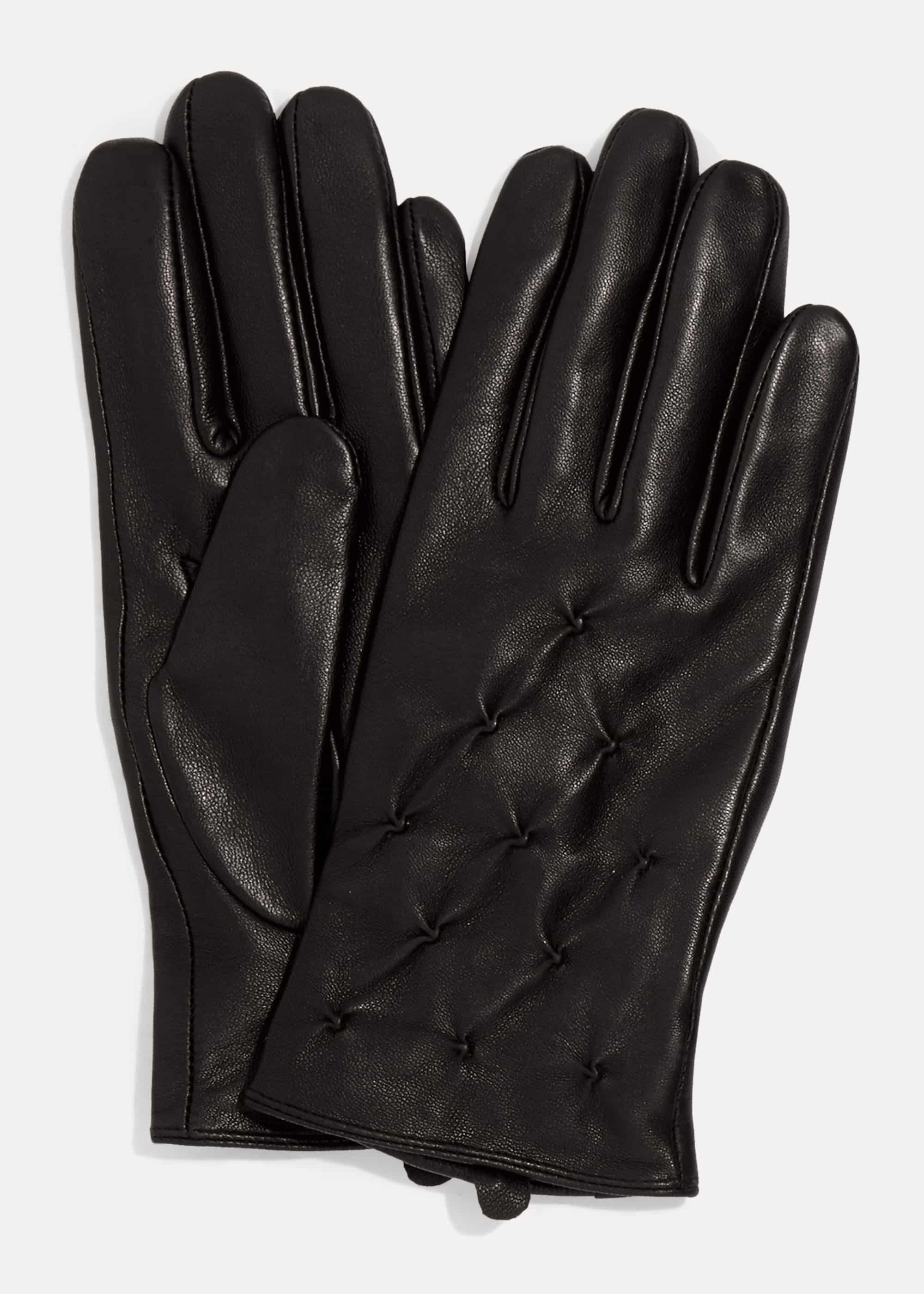Laurie Leather Pintuck Gloves