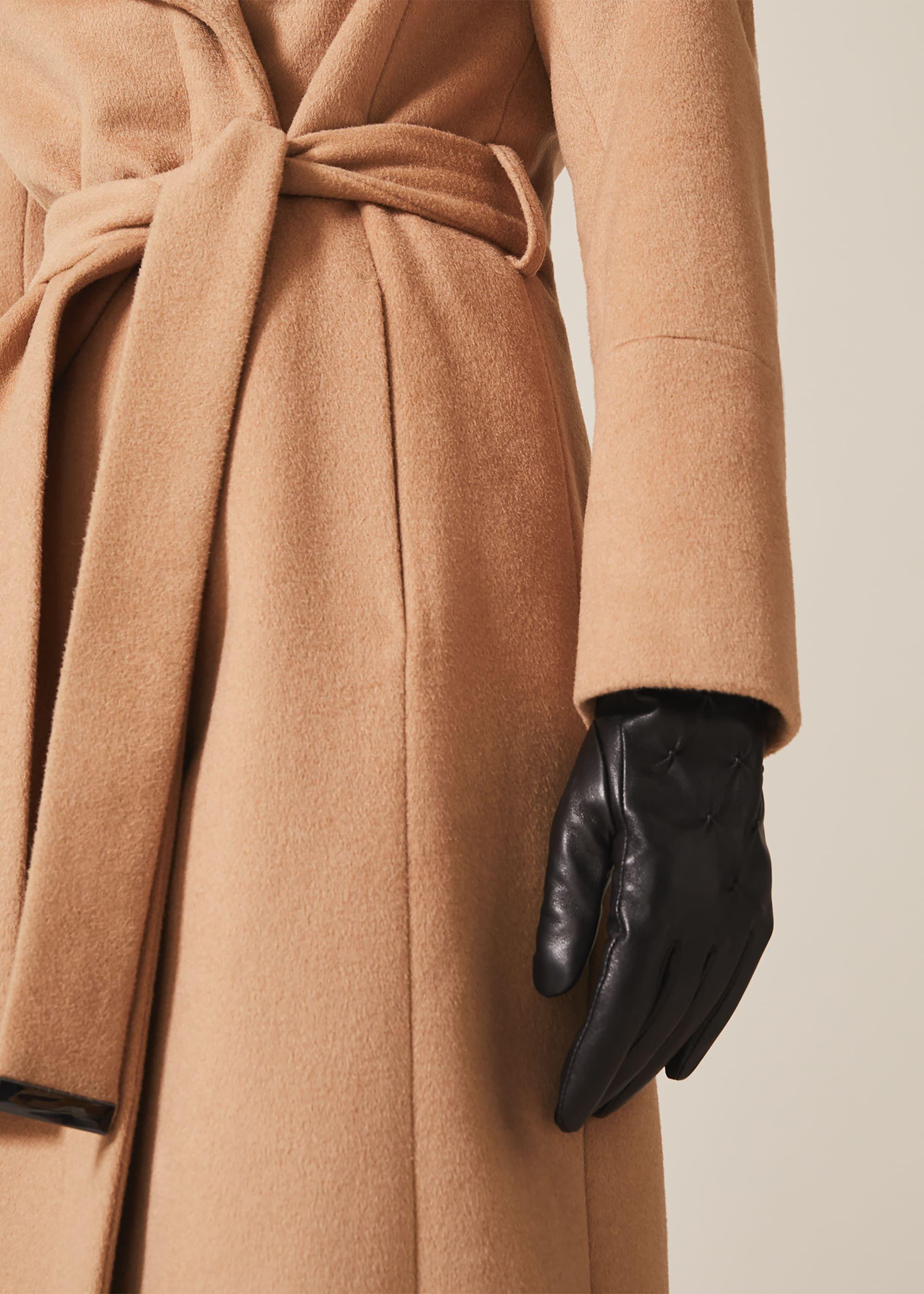 Laurie Leather Pintuck Gloves