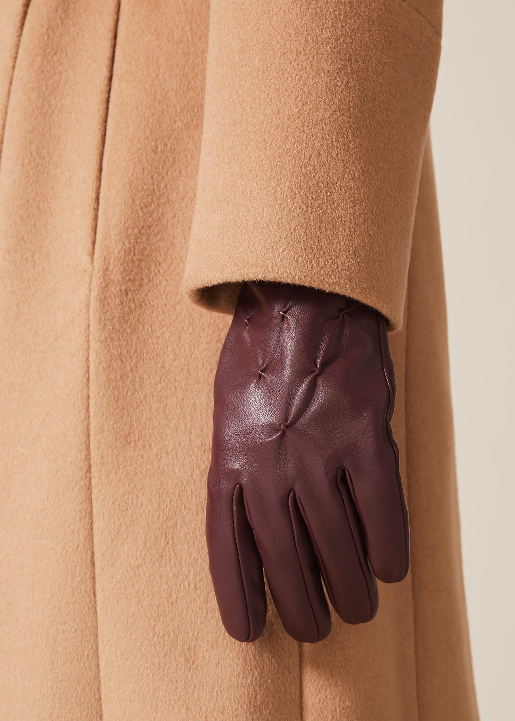 Laurie Leather Pintuck Gloves