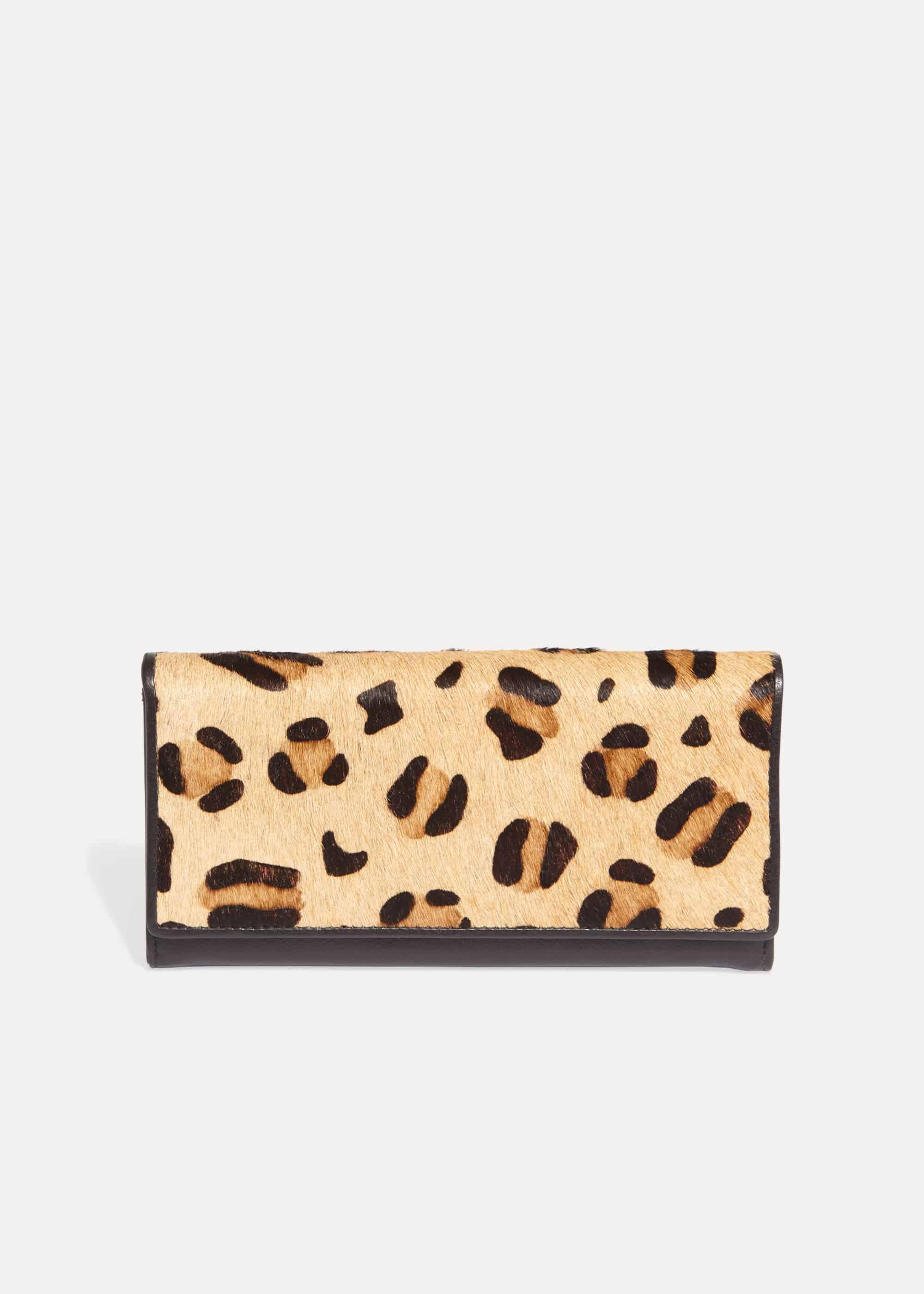 Caris Leopard Print Leather Purse