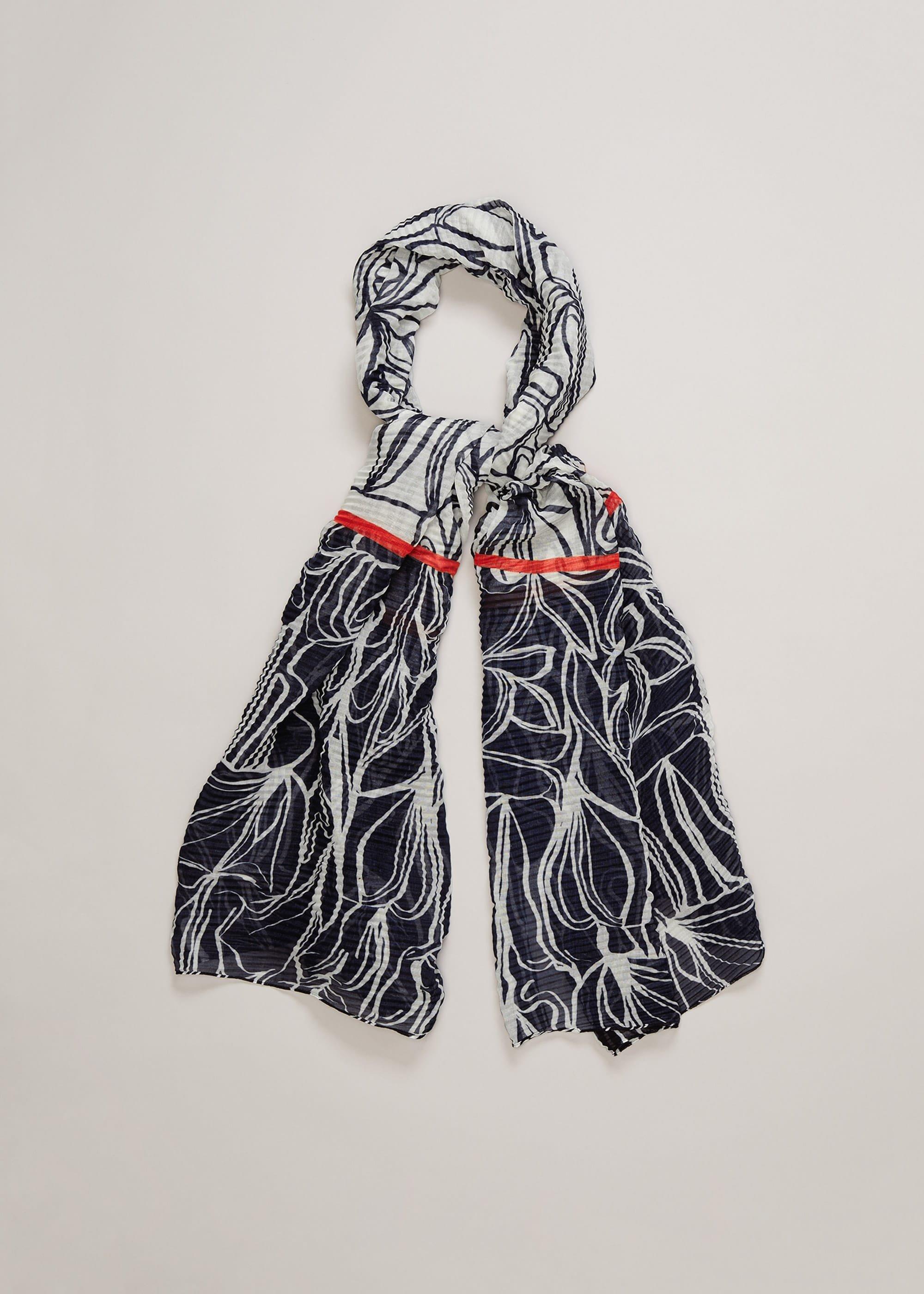 Shisui Linear Print Pleated Scarf