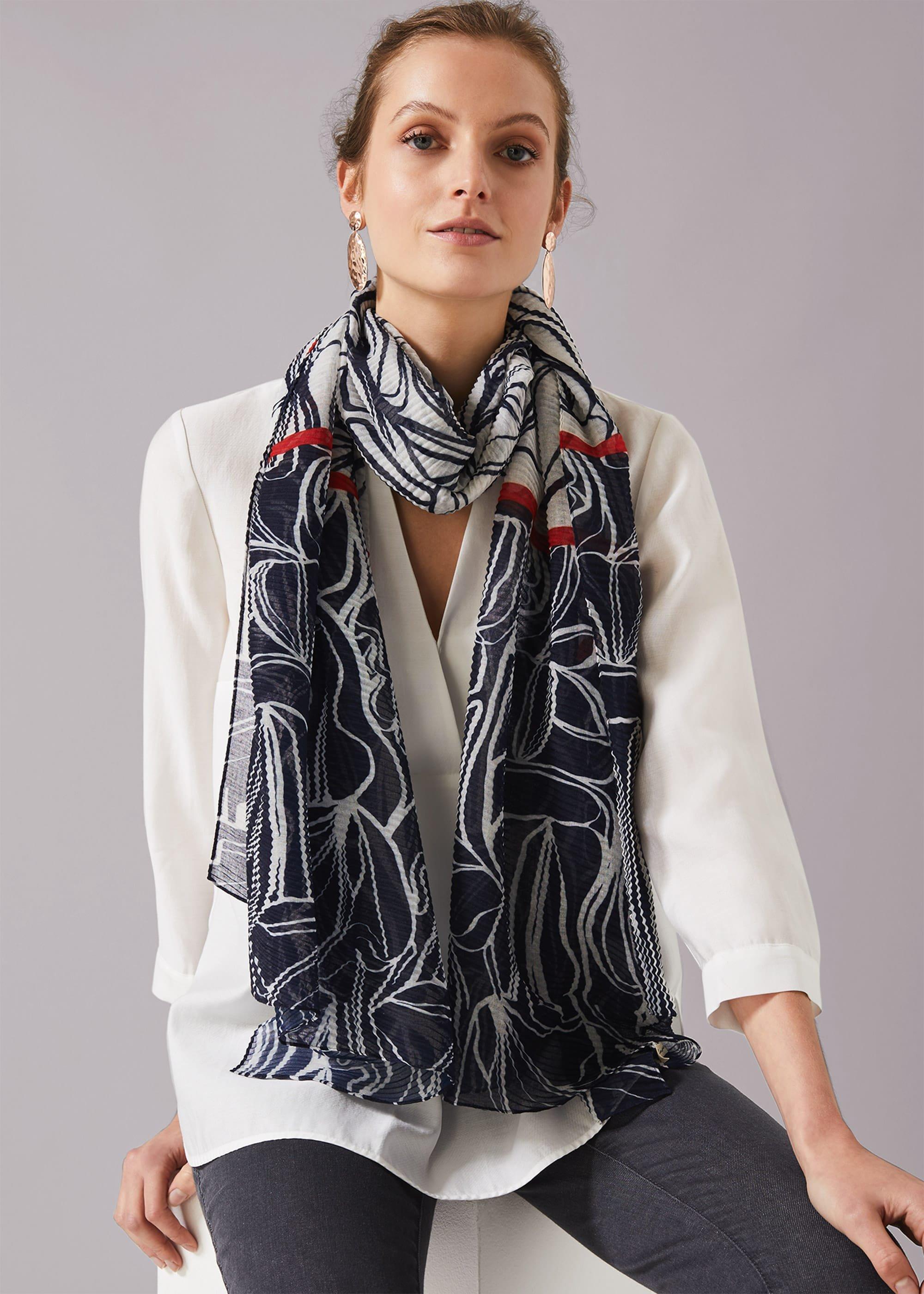 Shisui Linear Print Pleated Scarf