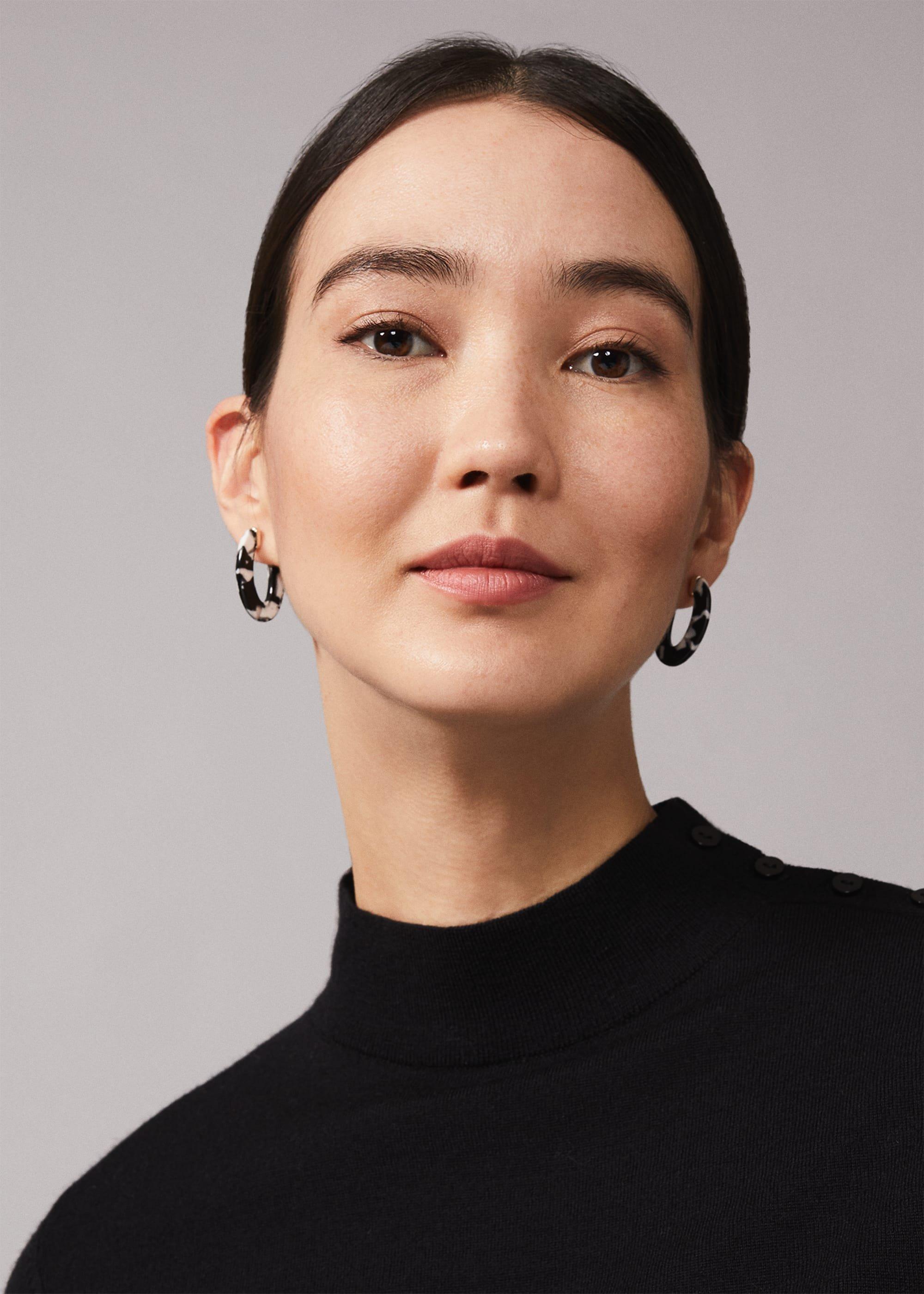 Nat Monochrome Resin Hoop Earrings