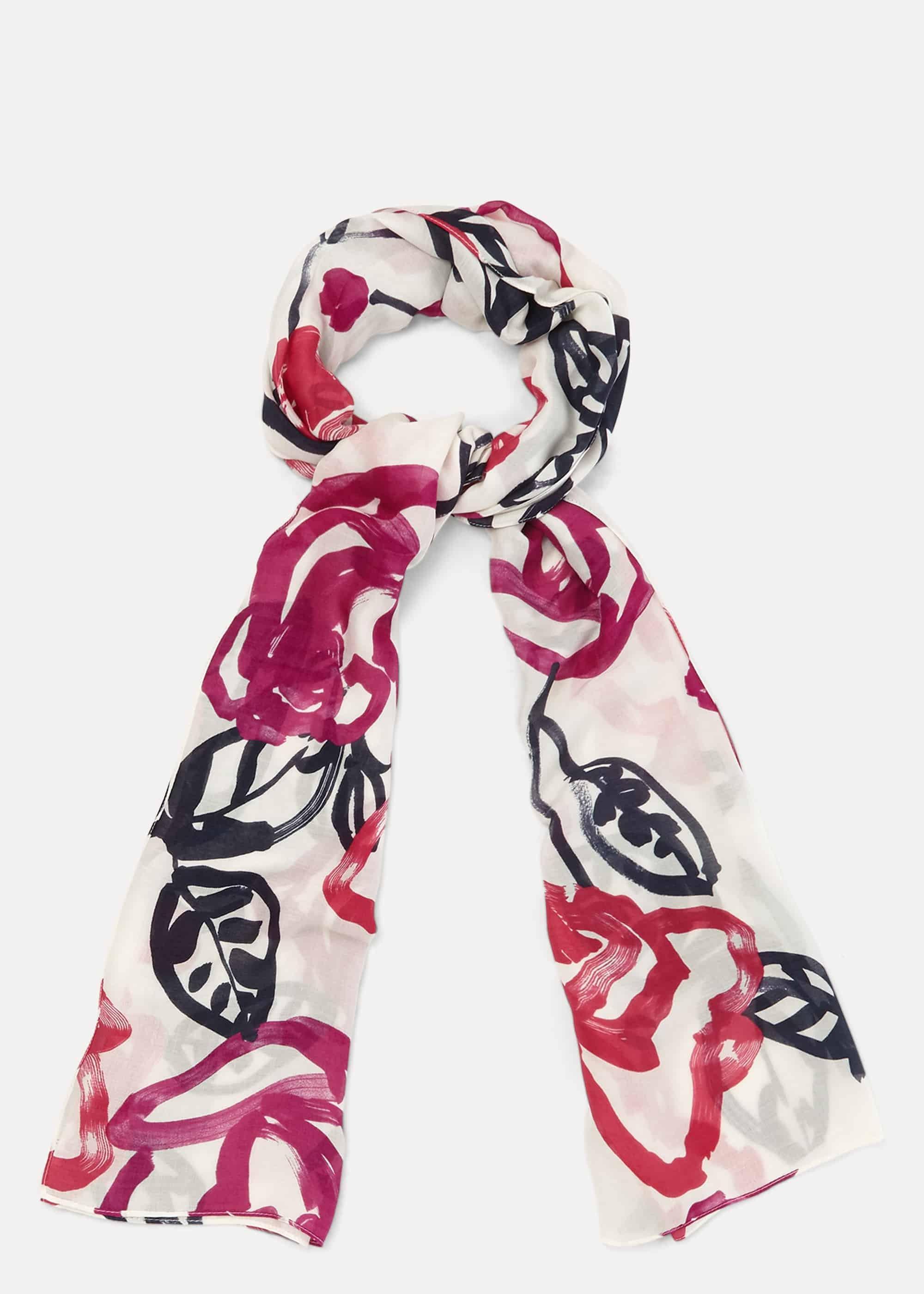 Elwyn Brushstroke Rose Print Scarf