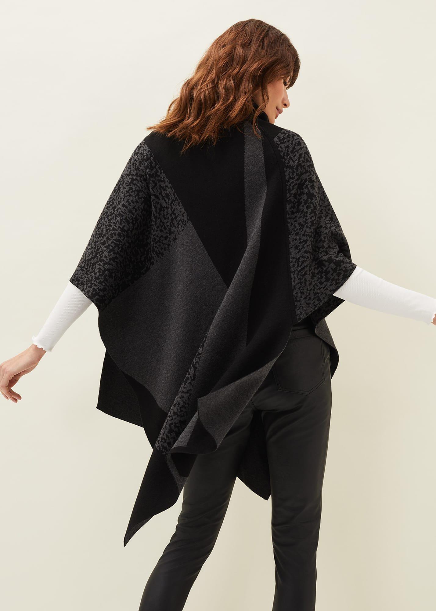 Tiff Colourblock Print Asymmetric Cape