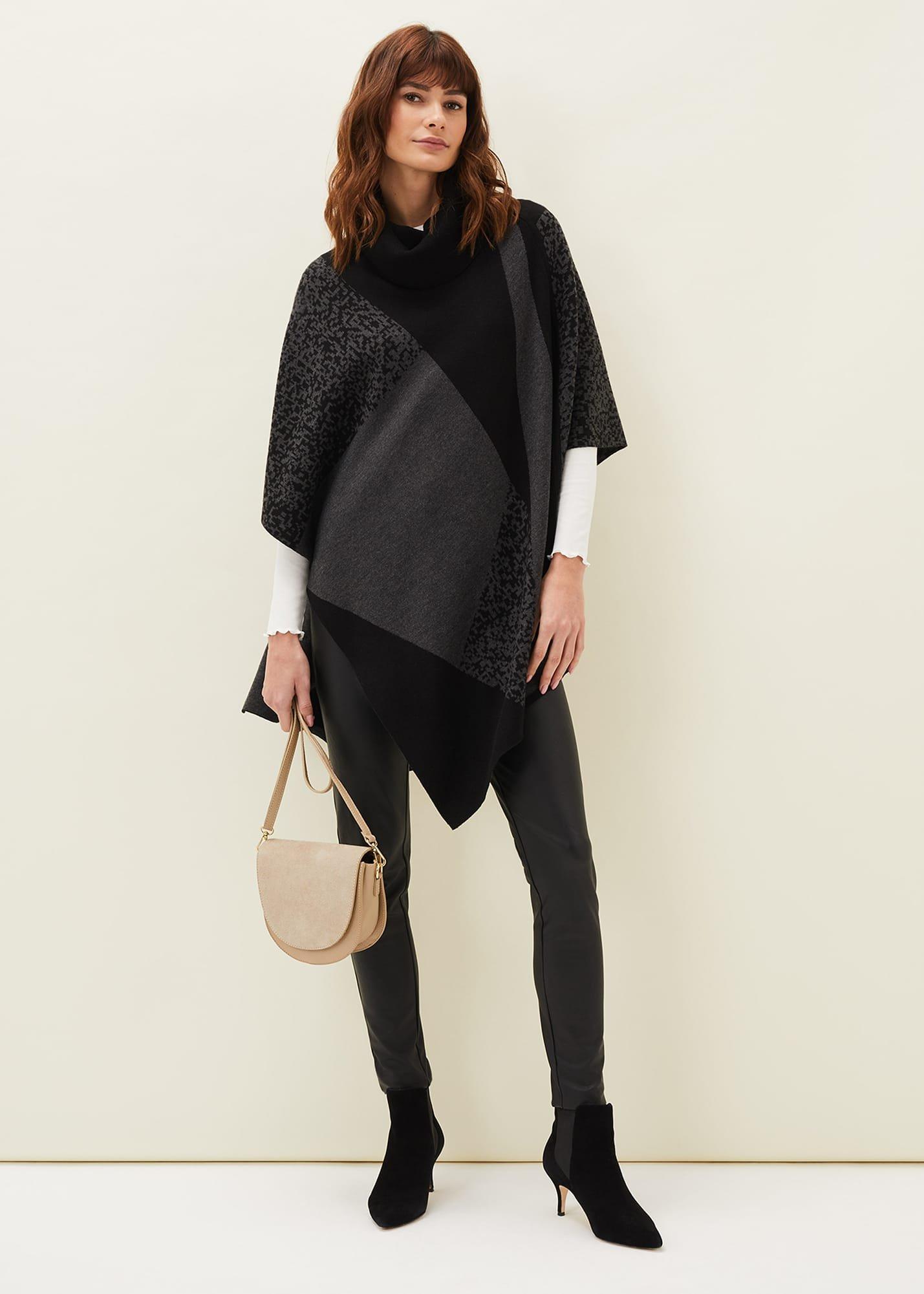 Tiff Colourblock Print Asymmetric Cape