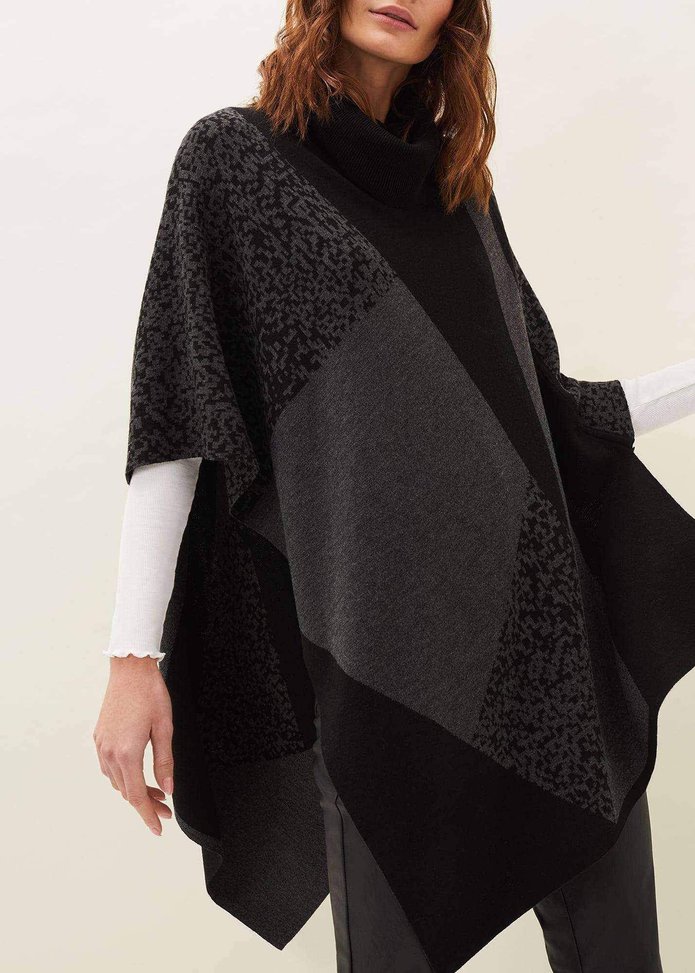 Tiff Colourblock Print Asymmetric Cape