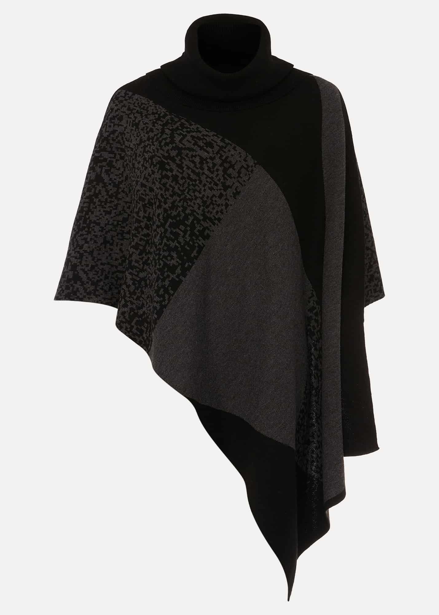 Tiff Colourblock Print Asymmetric Cape
