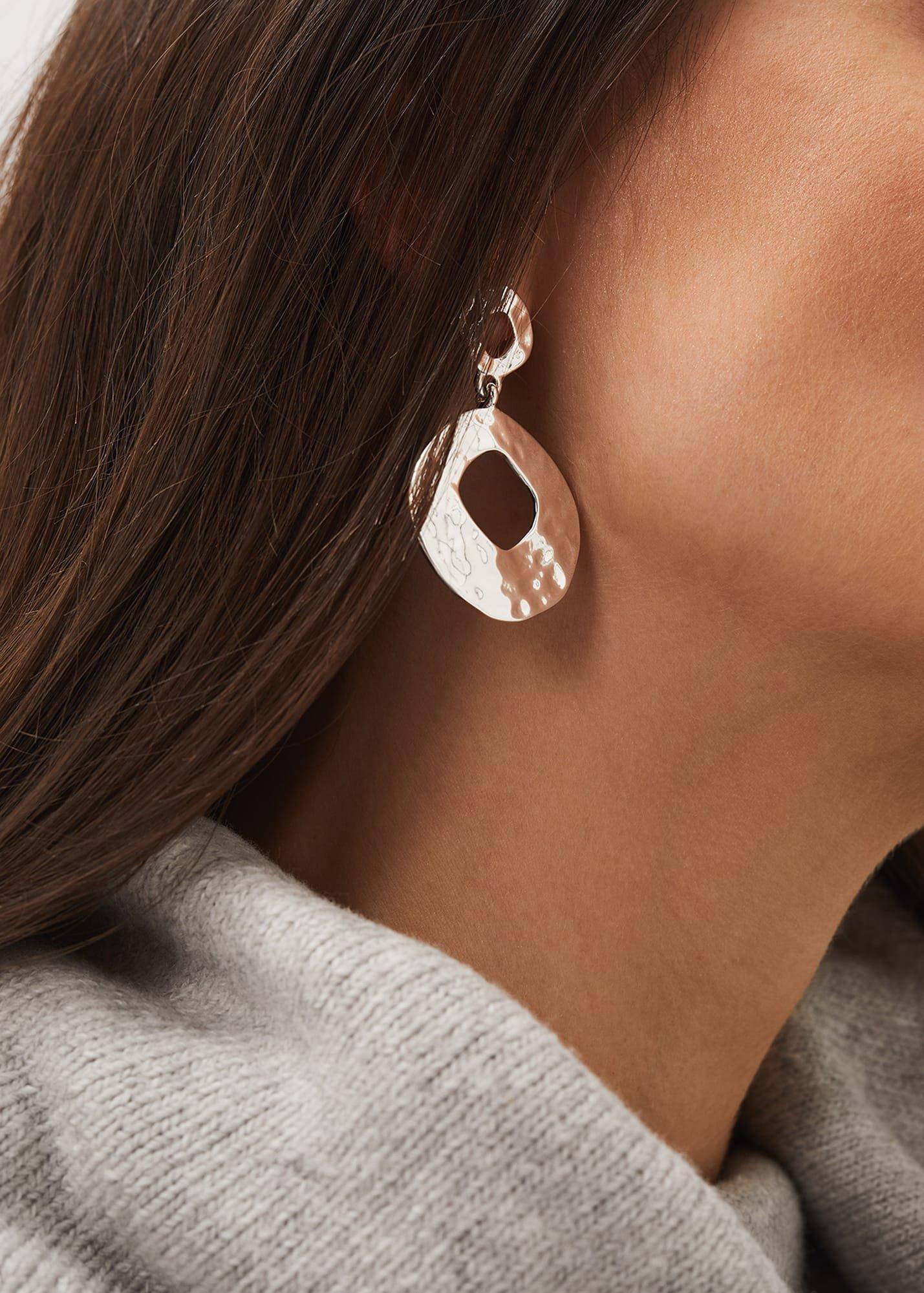 Margarita Silver Plated Hammered Disc Earrings