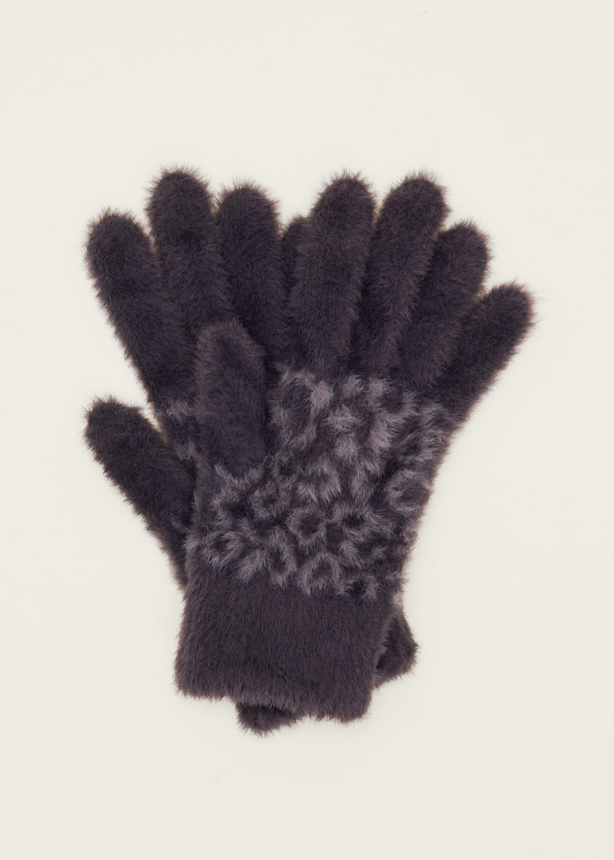 Fiona Leopard Print Fluffy Gloves