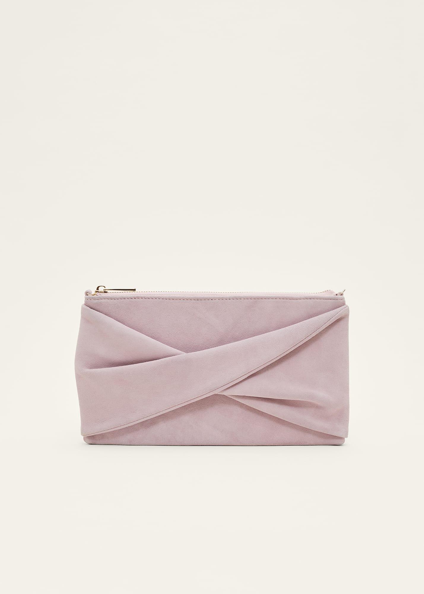 Latte Suede Clutch Bag