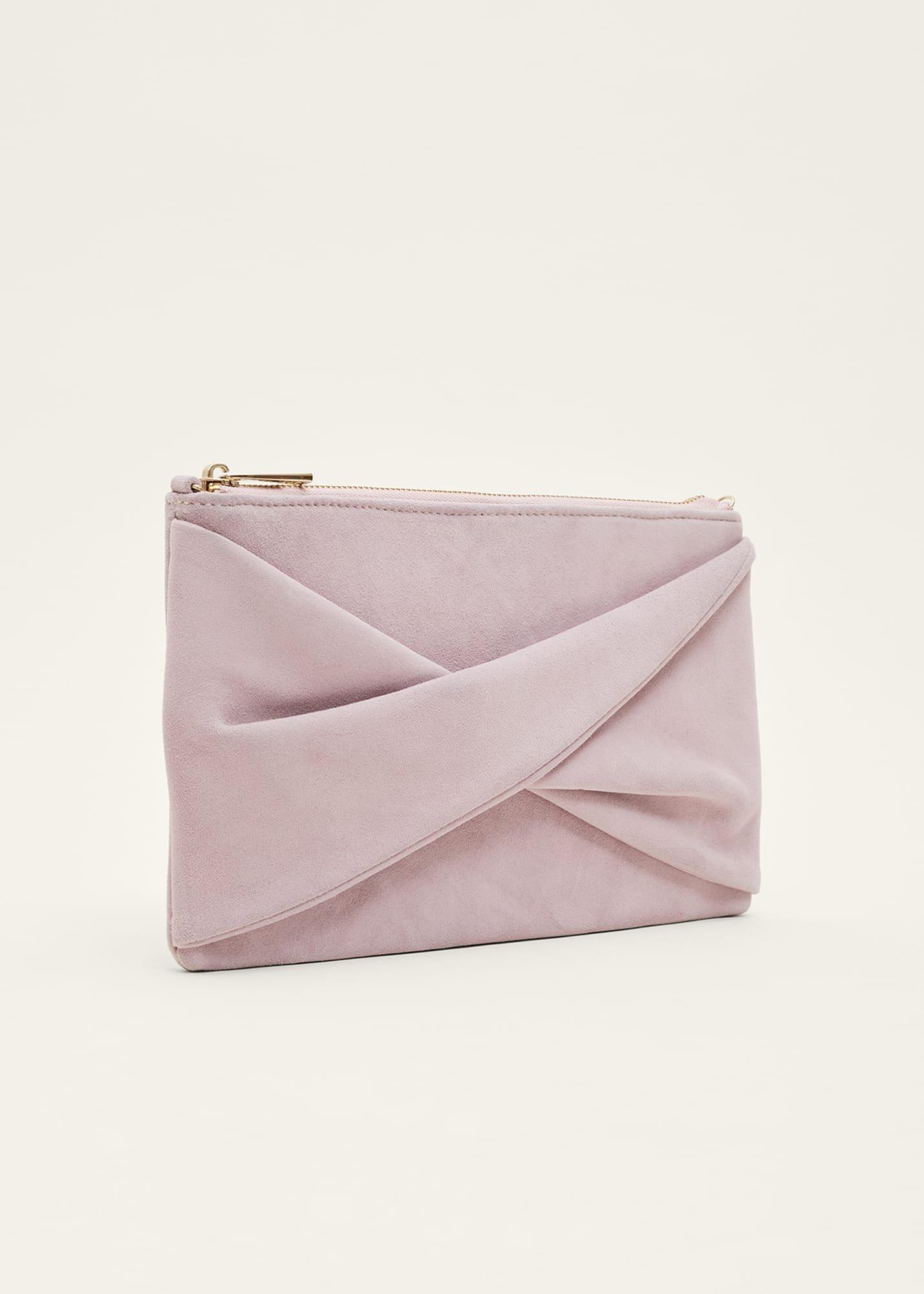 Latte Suede Clutch Bag