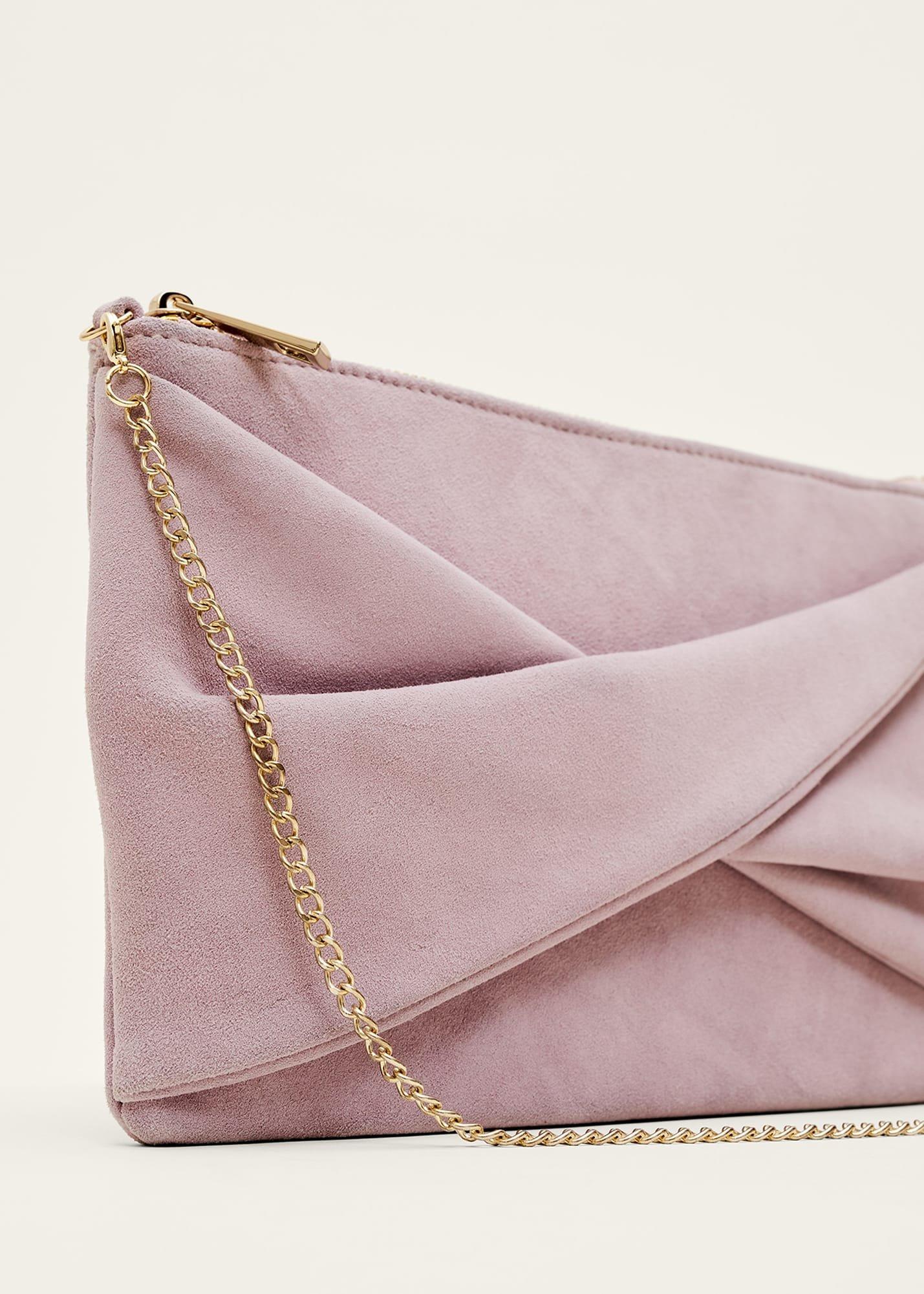 Latte Suede Clutch Bag
