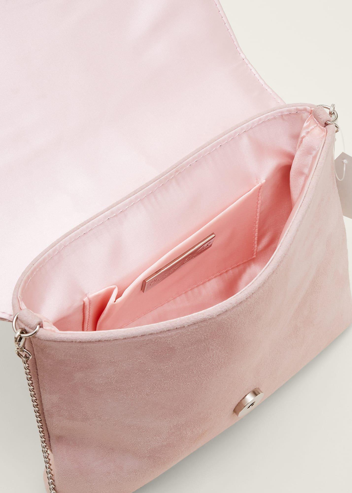Embellished Suede Envelope Clutch Bag