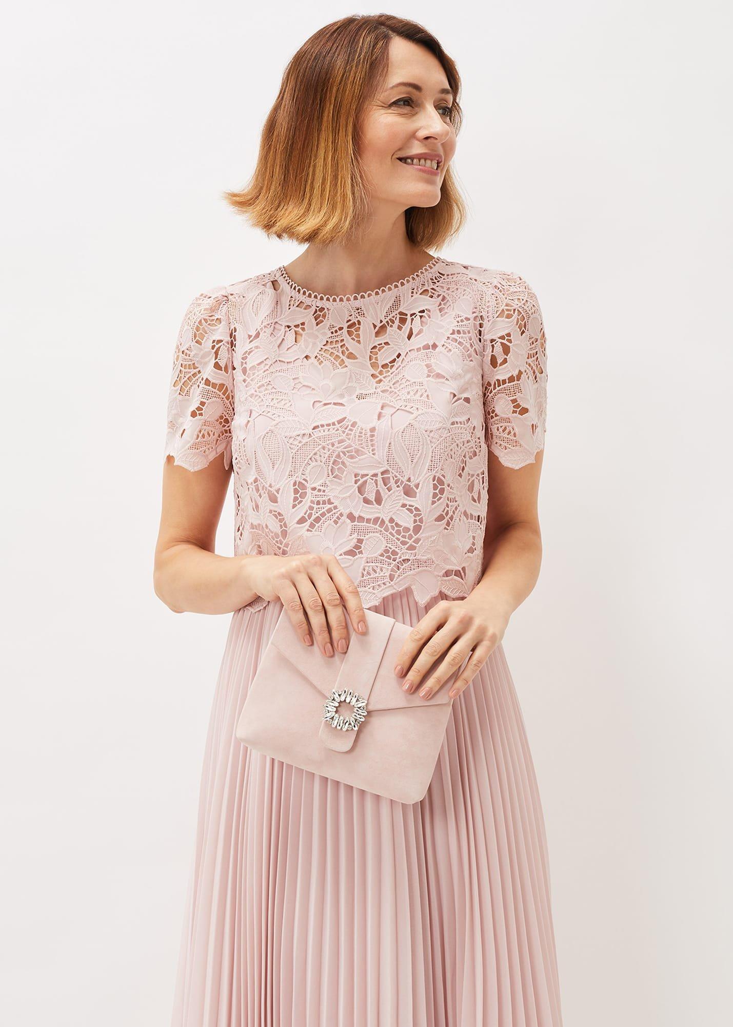Embellished Suede Envelope Clutch Bag