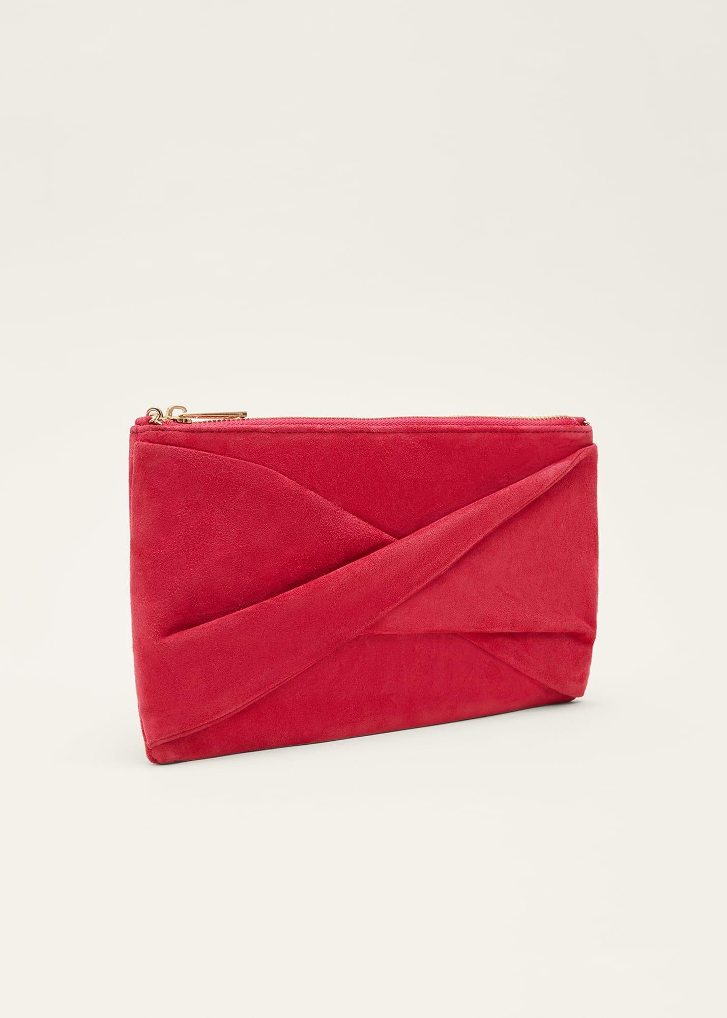 Red Suede Clutch Bag