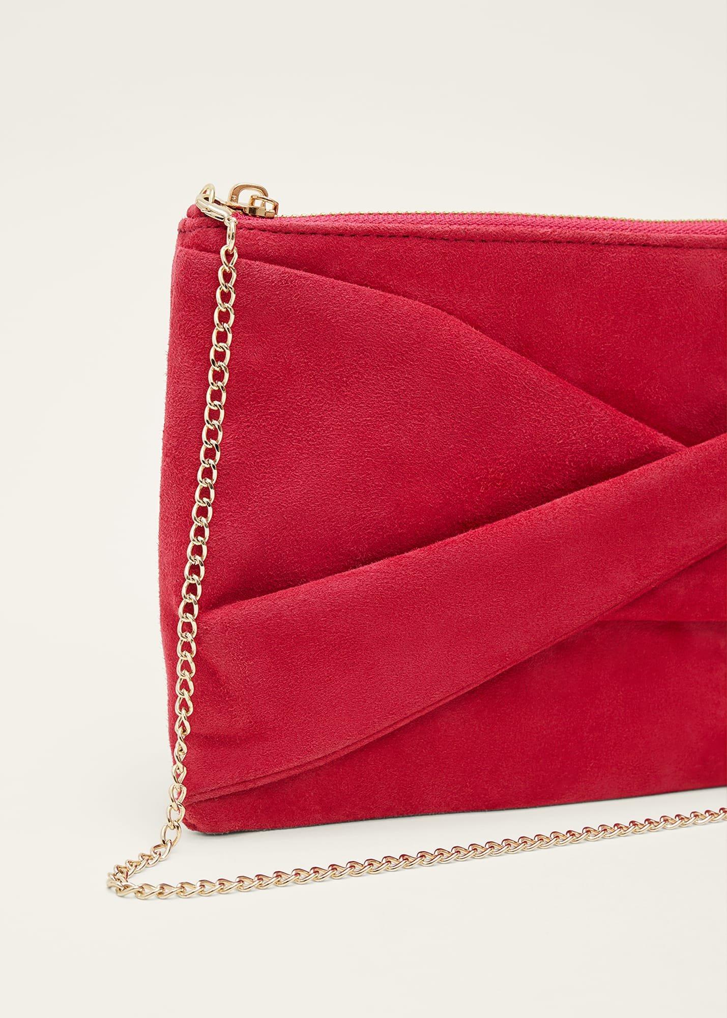 Red Suede Clutch Bag
