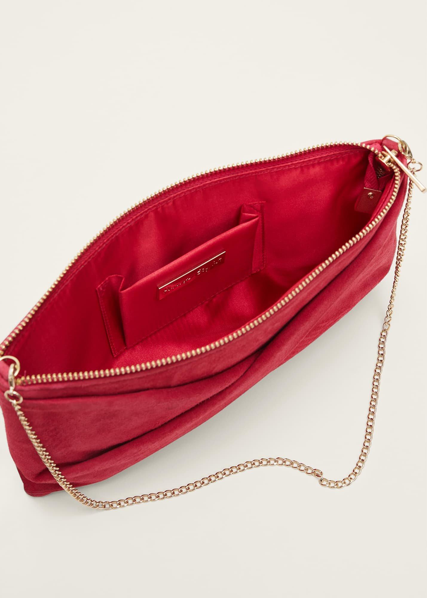 Red Suede Clutch Bag
