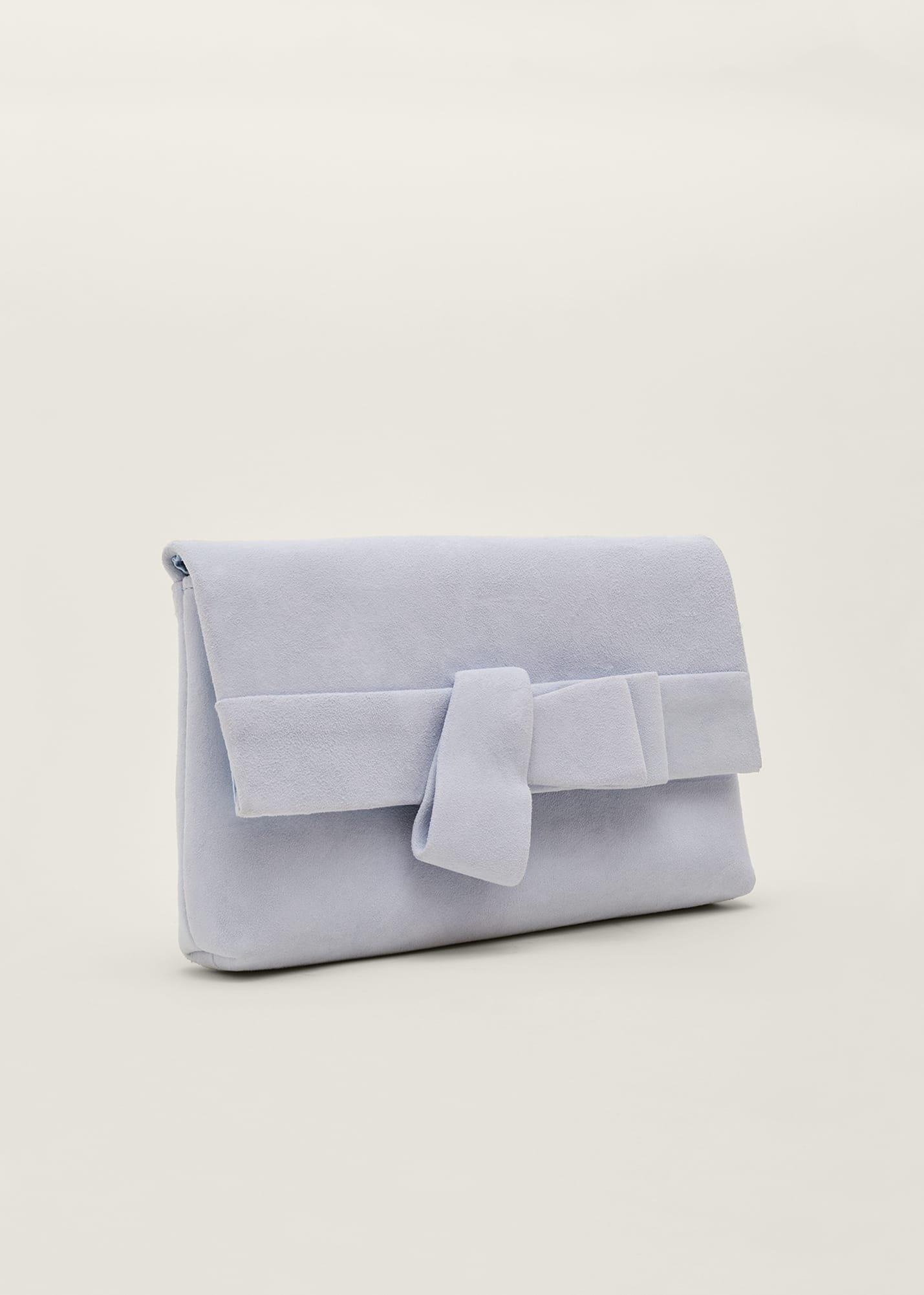 Bow Detail Suede Clutch Bag