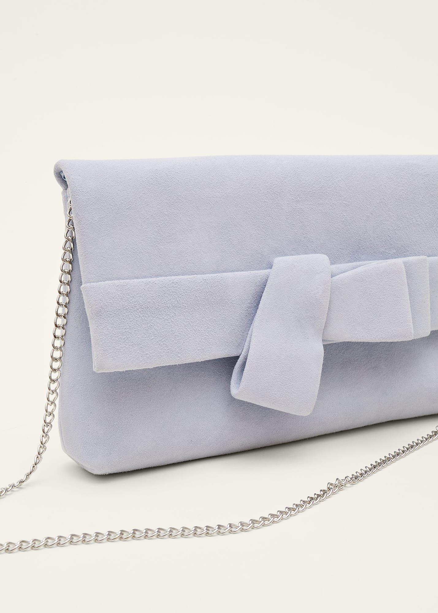 Bow Detail Suede Clutch Bag