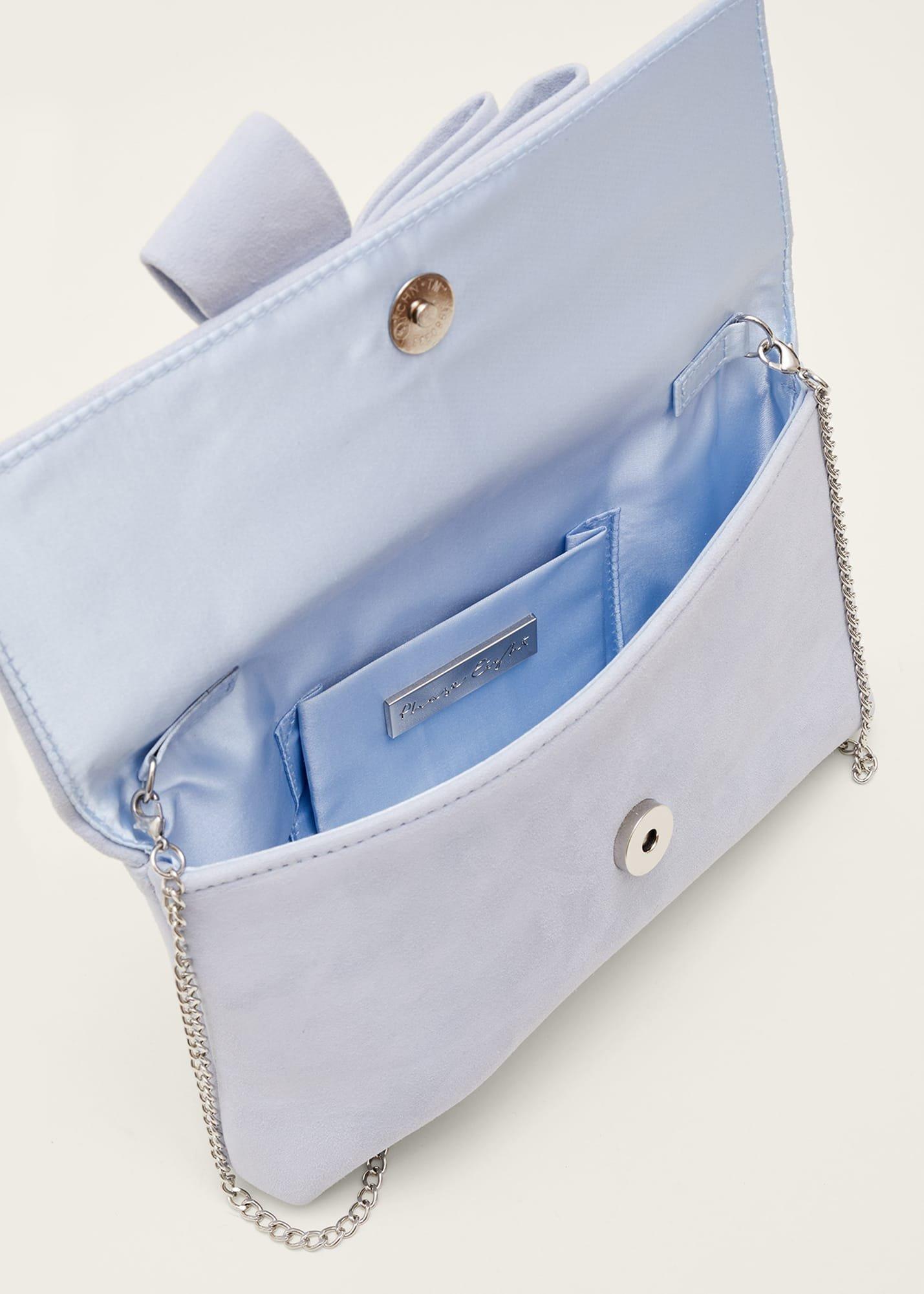Bow Detail Suede Clutch Bag
