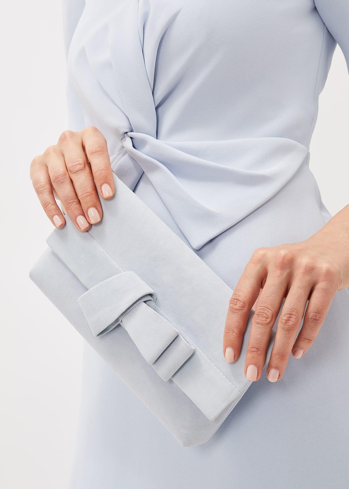 Bow Detail Suede Clutch Bag
