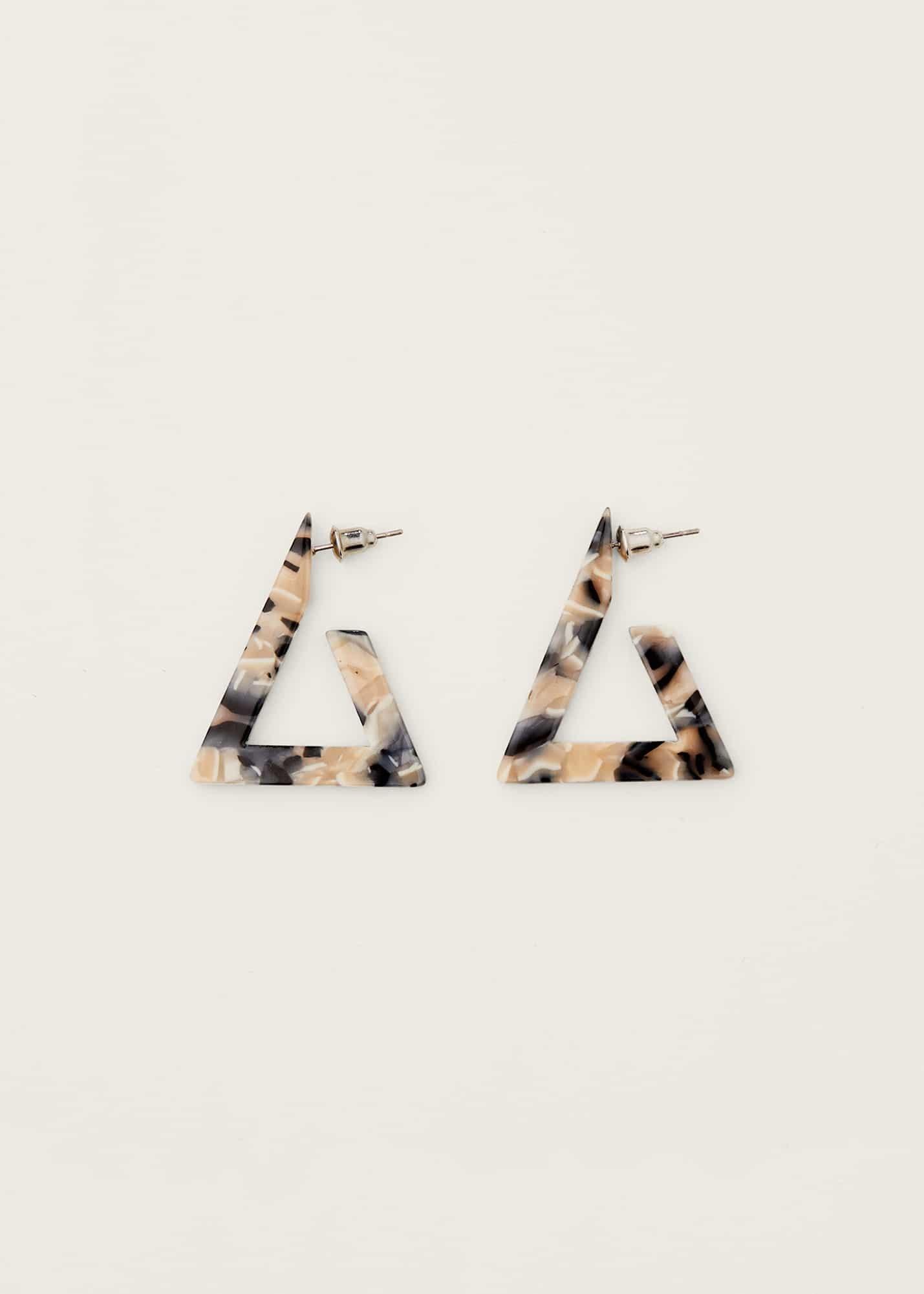Tortoiseshell Resin Triangle Earrings