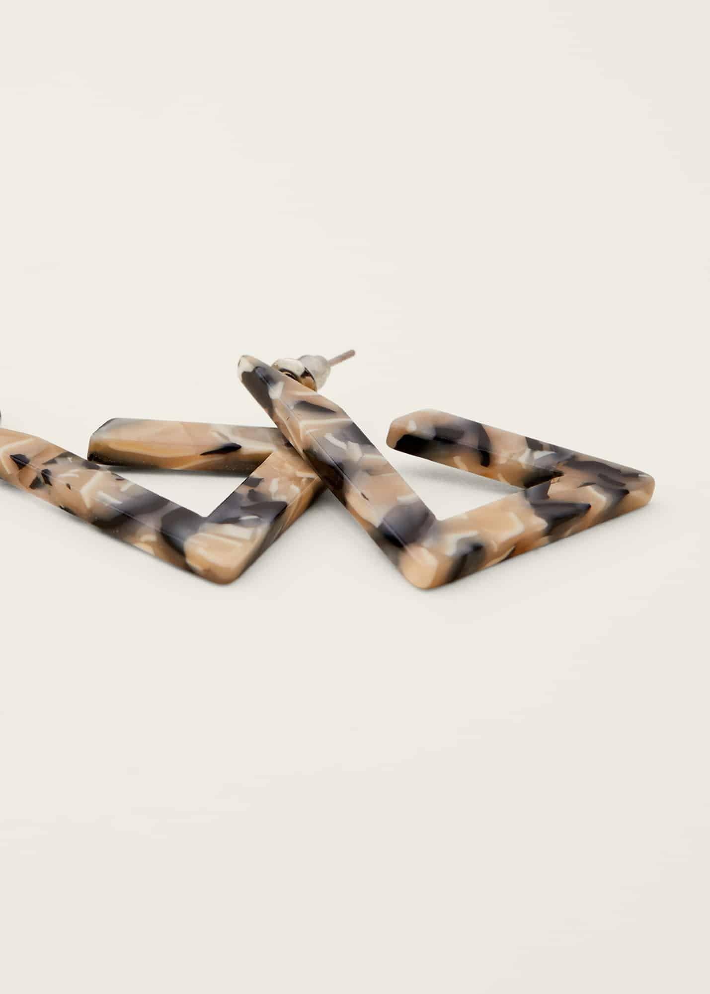 Tortoiseshell Resin Triangle Earrings