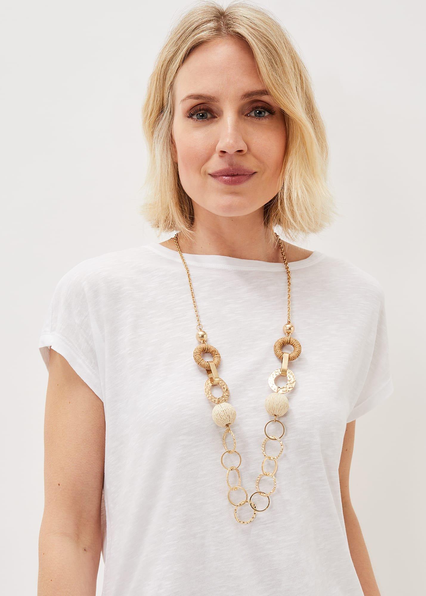 Textured Link Long Necklace