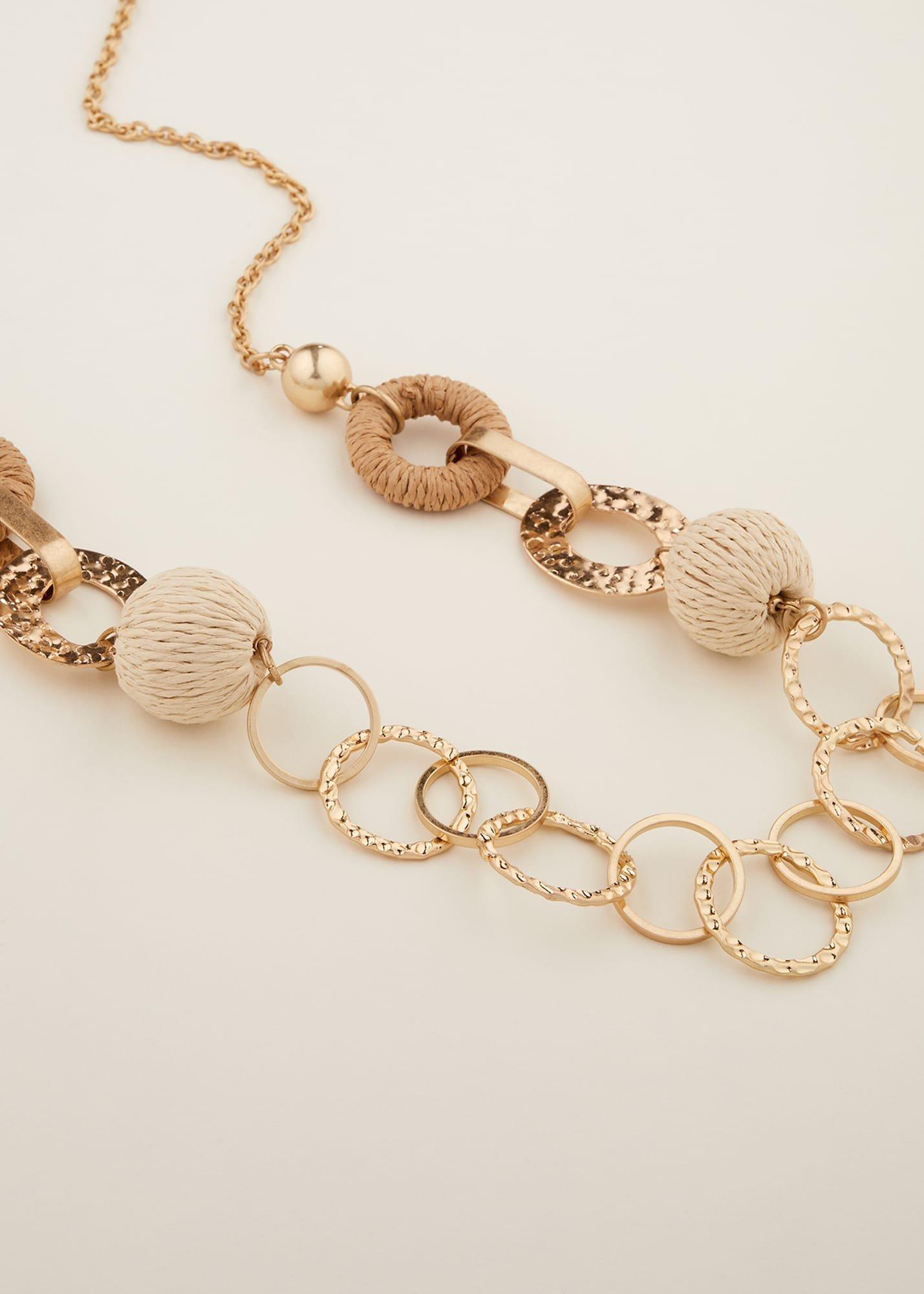 Textured Link Long Necklace