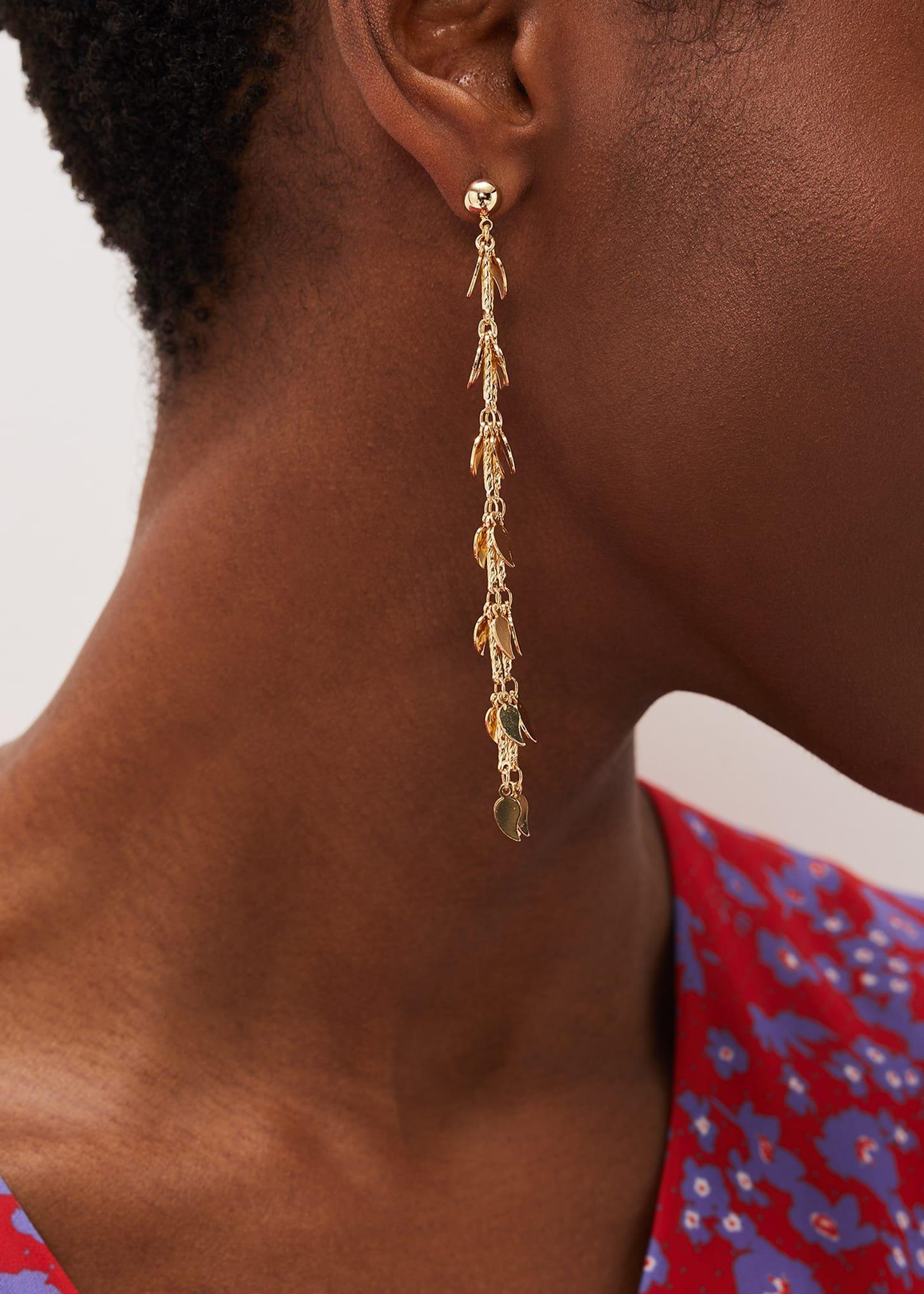 Leaf Detail Chain Earrings