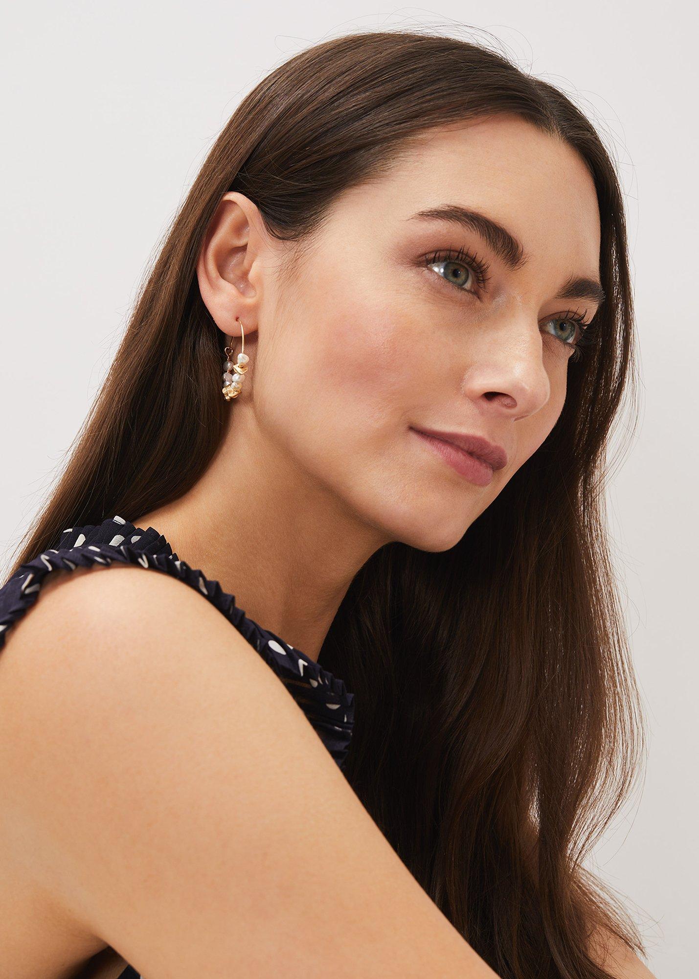 Pearl Detail Hoop Earrings
