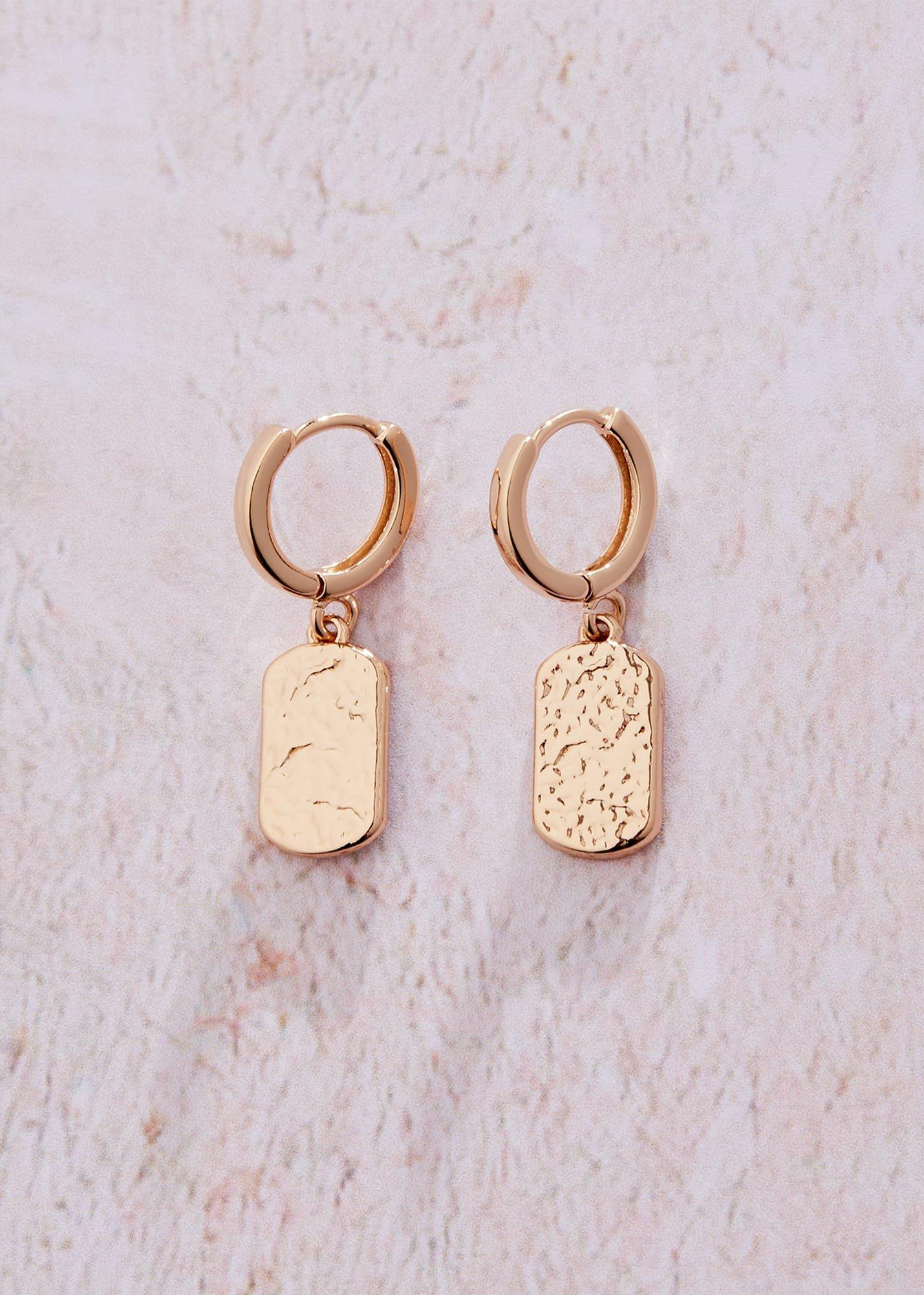 Rectangle Drop Hoop Earring