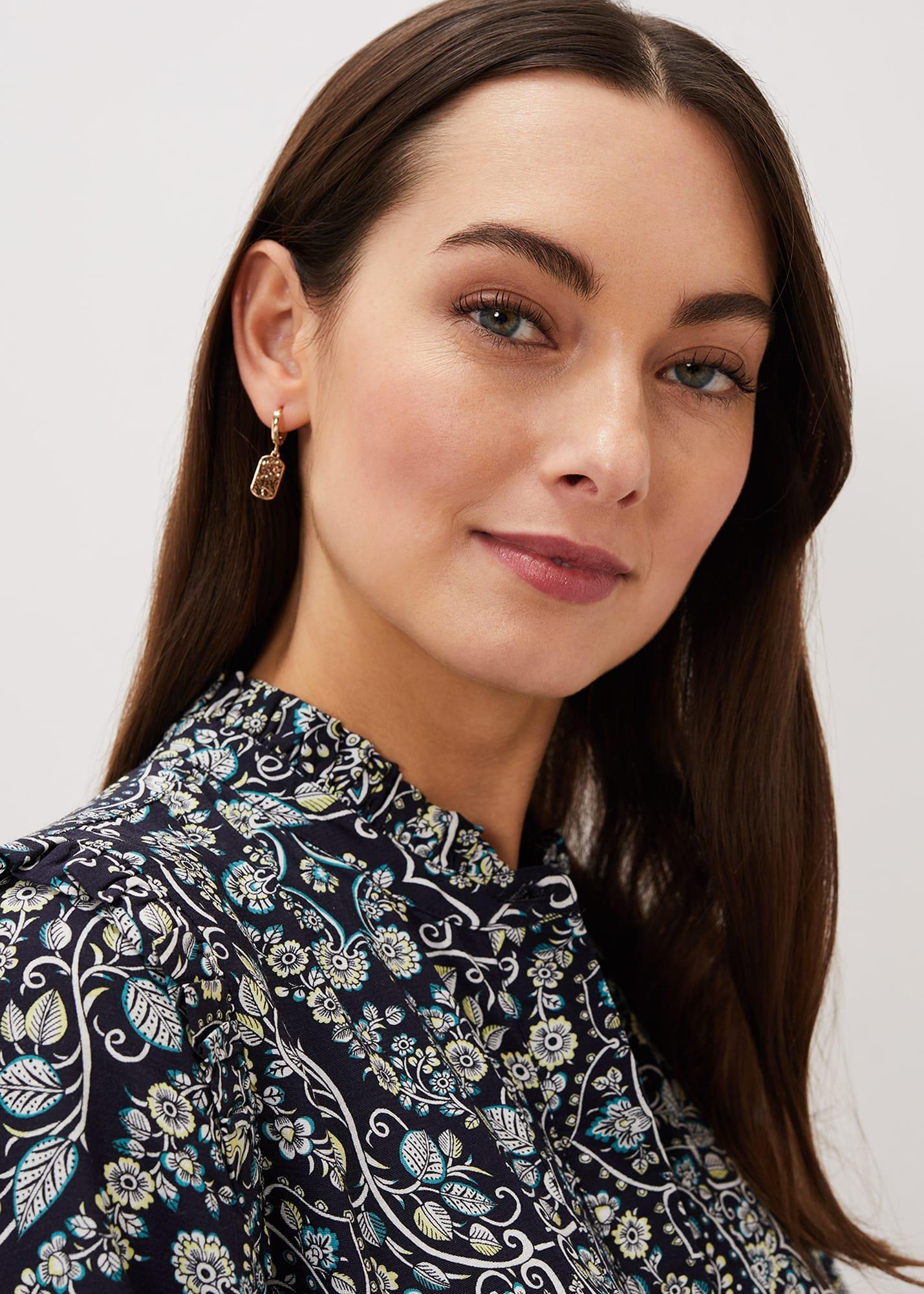 Rectangle Drop Hoop Earring