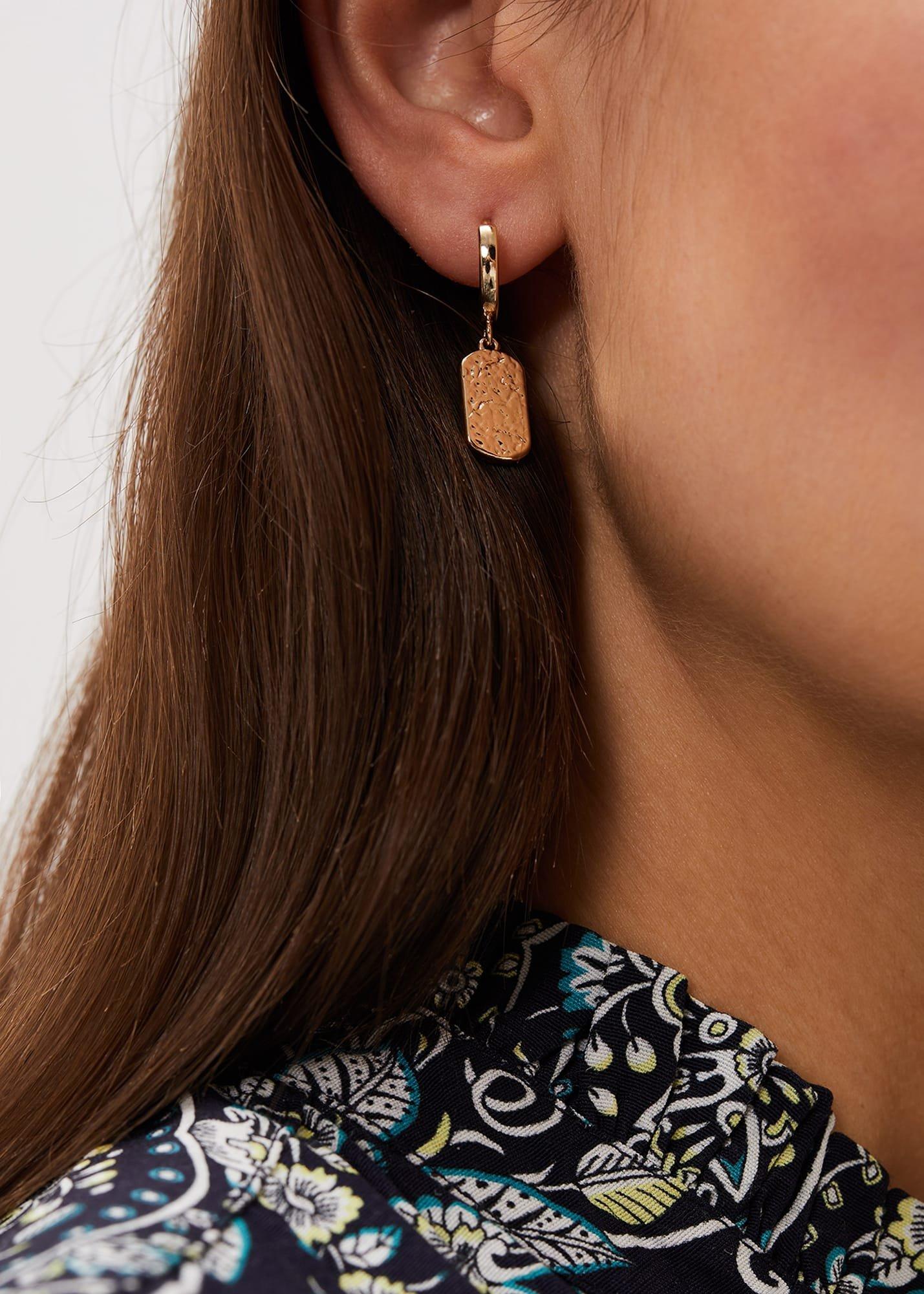 Rectangle Drop Hoop Earring