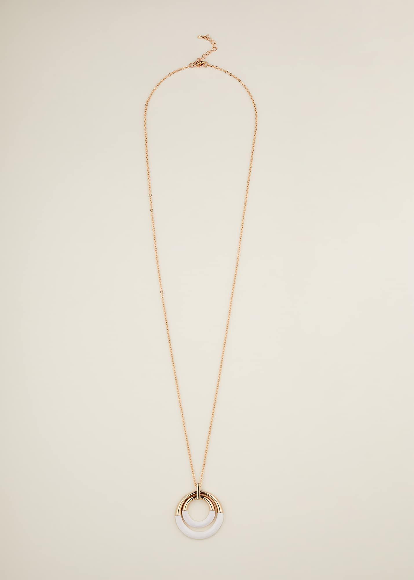 Two Colour Double Circle Long Necklace